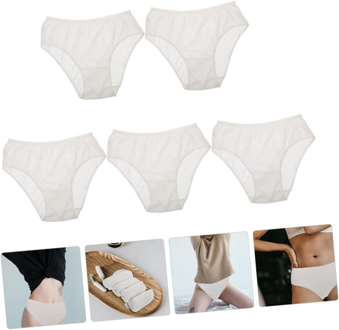 Abaodam 5Pcs Disposable Cotton Female Briefs Maternity Postpartum Travel Underwear Lightweight Breathable Comfortable for Women XXXL White image number 1