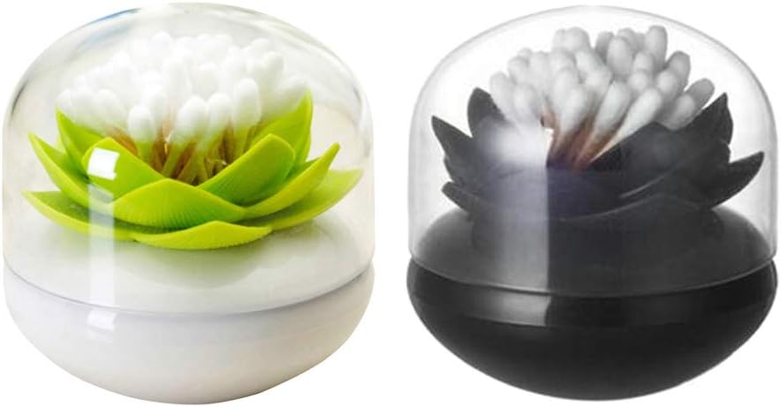 2 Pack Creative Lotus Cotton Swab Holder Q-Tips Toothpicks Holder Table Decorate Cotton Bud Storage Box Organizer