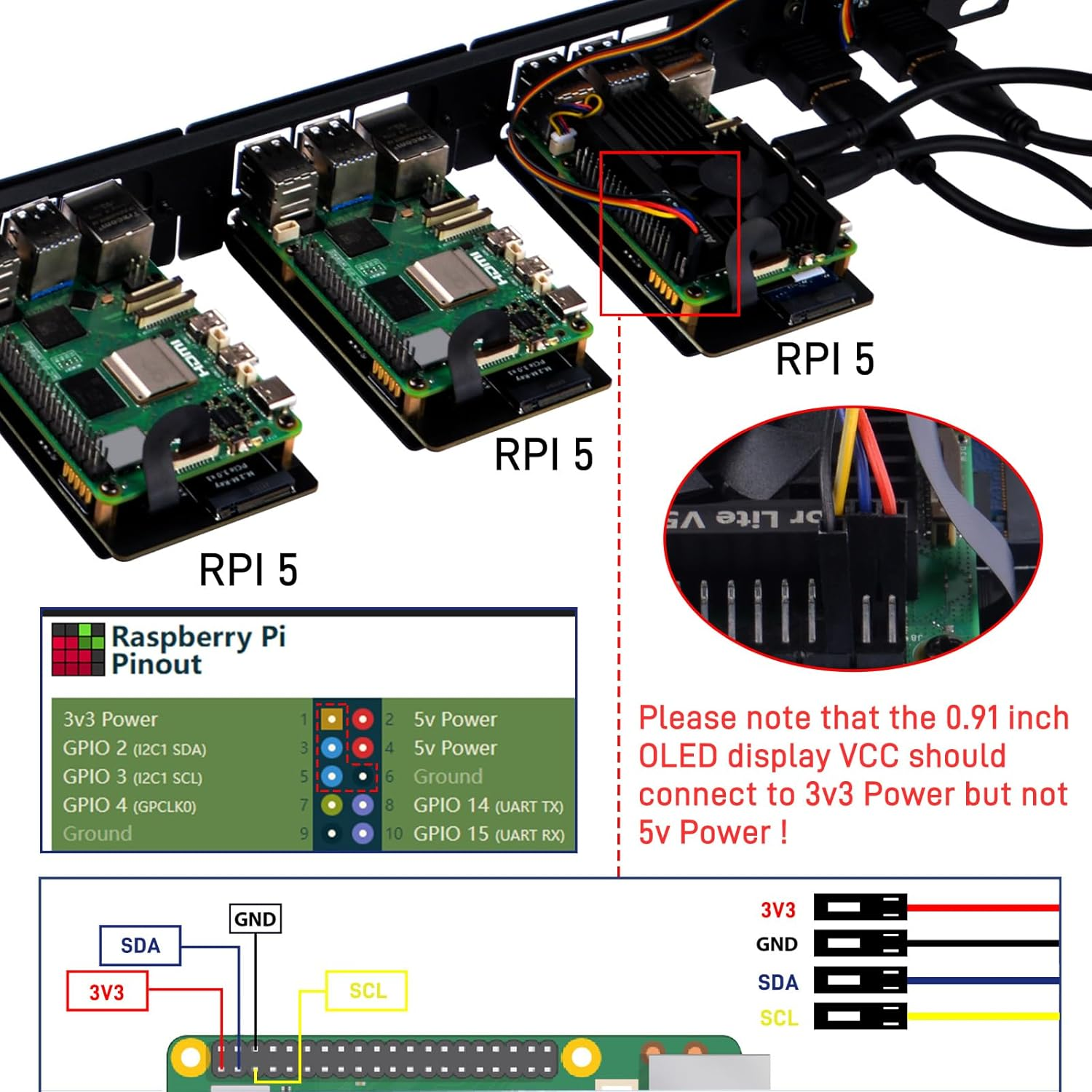 Geeekpi 1U Rack Mount for Raspberry Pi 5, with 4PCS Pcie to M.2 Nvme SSD Adapters and OLED Display, Compatible with 19 Inch Server Rack image number 1