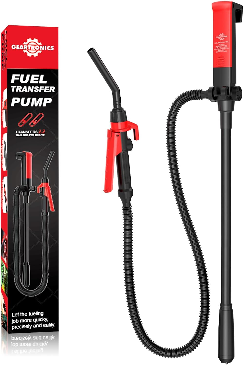 GEARTRONICS Portable Power Battery Fuel Pump,Battery Operated Electric Siphon Pump Liquid Transfer Pump up to 2.6 Gallons per Min for Gasoline Diesel Fuel without Battery image number 3