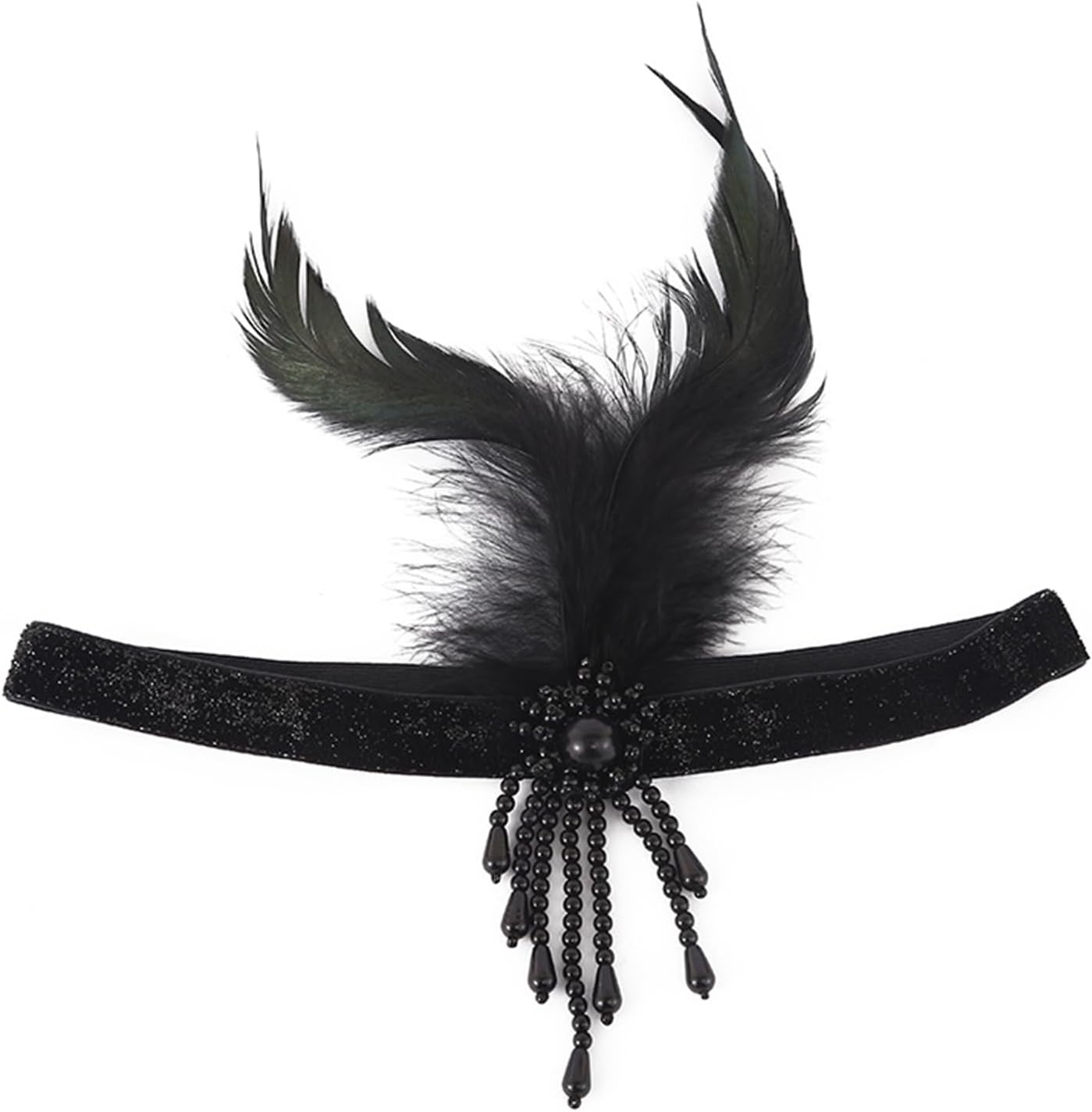 Women'S 1920S Headband for Gatsby Costume 20S Accessories, Vintage Jewellery Tassel Feather Headband with Rhinestone Hair Accessories, Perfect for Parties, Party Decoration, Weddings and Carnival image number 6