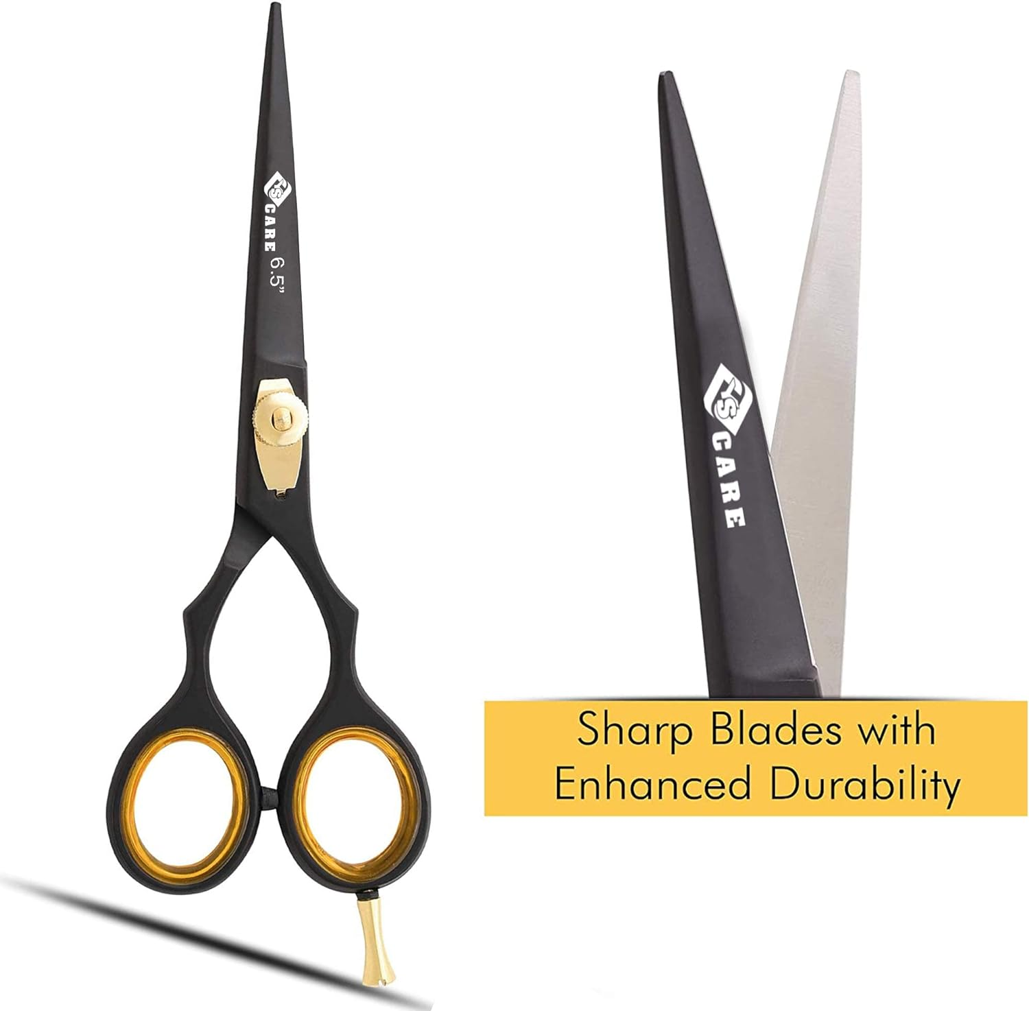 YSCARE Hairdressing Barber Hair Scissor for Professional Hairdressers Barbers Stainless Steel Hair Cutting Shears - for Salon Barbers, Men, Women, Children and Adults 6.5&rdquo; (Straight 6.5") image number 2