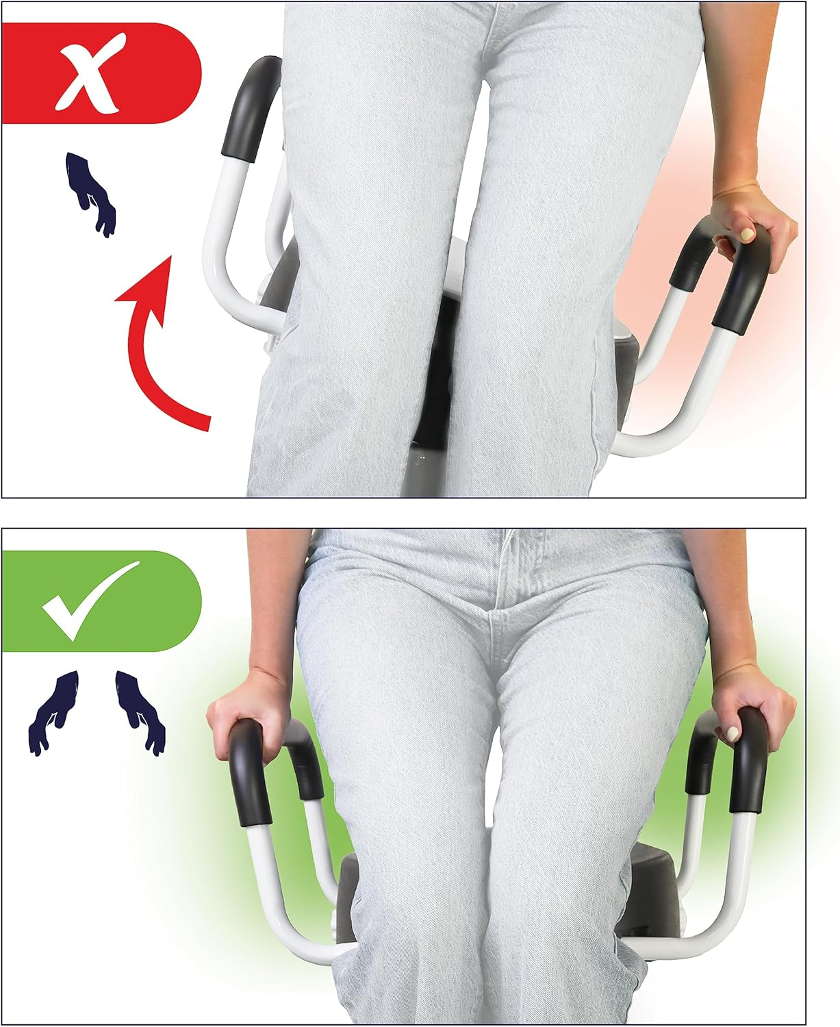 KMINA - Toilet Seat Riser with Handles (4", Soft), Raised Toilet Seat with Lid, Elevated Toilet Seats for Seniors, Toilet Seat Raiser, Elongated Toilet Seat, Raised Toilet Seat with Arms Black image number 2