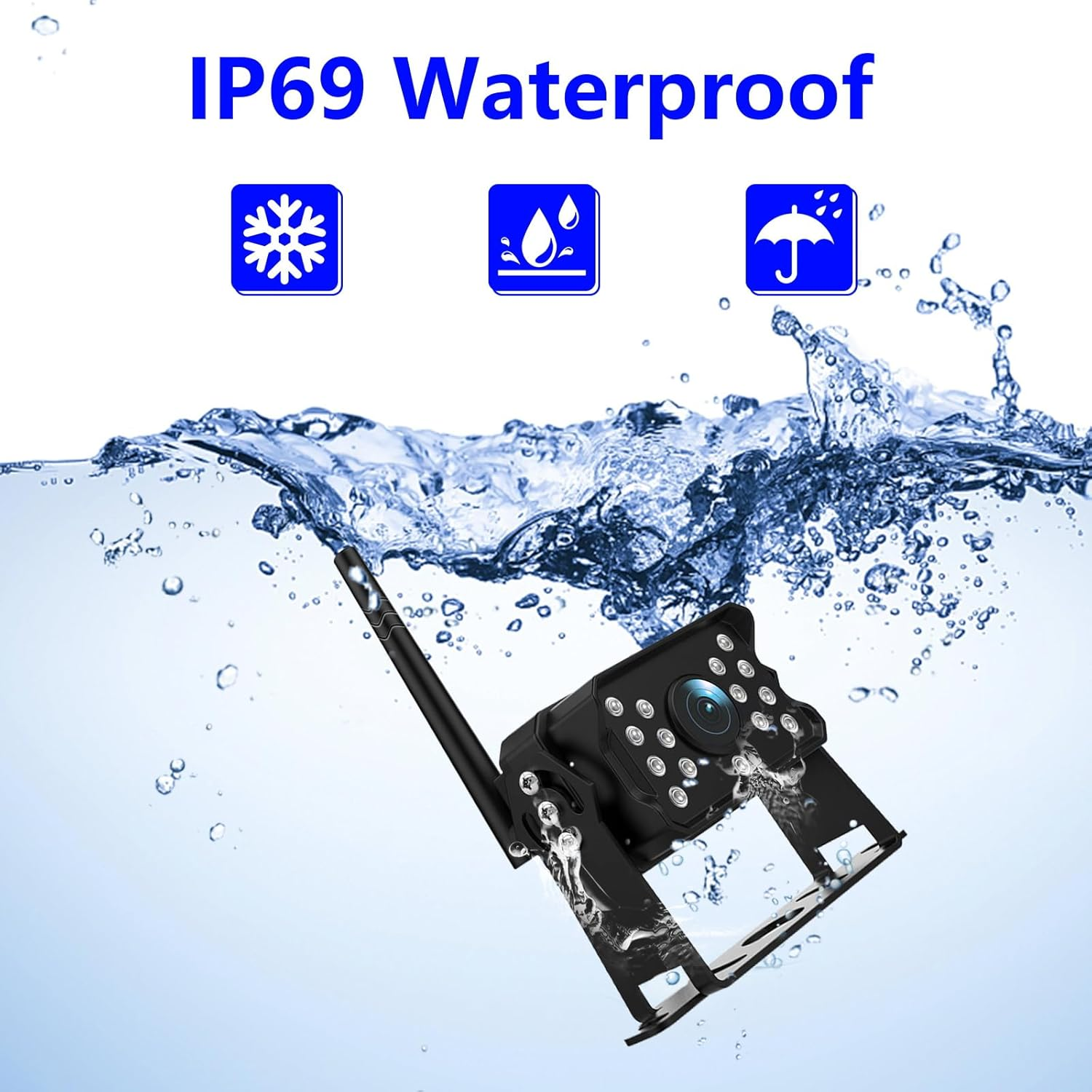 Wireless Reversing Camera System with 5 Inch Split Screen, IP69K Waterproof Backup Camera with Night Vision, Support Add 2Nd Wireless Rear View Camera for Trailer, RV, Trucks, Farm Vehicle image number 5