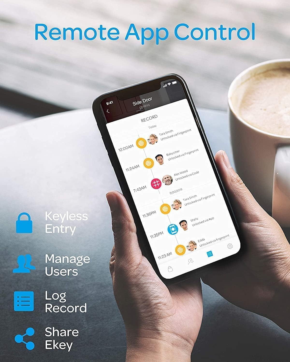 ULTRALOQ Latch 5 World'S First Built in Wifi Smart Lock (Black) with Fingerprint ID, 5-In-1 Keyless Entry Electronic Door Handle with Bluetooth, Biometric Fingerprint and Touch Digital Keypad image number 4