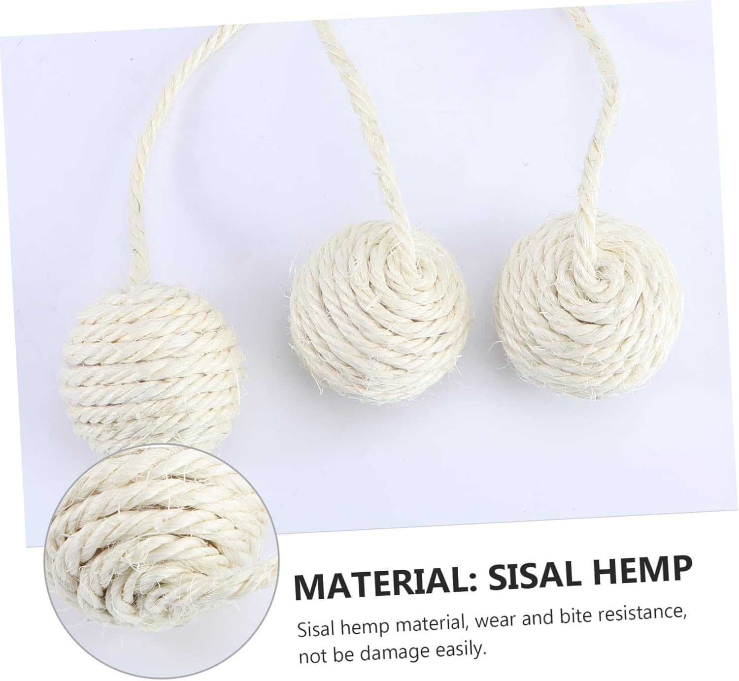 Mipcase Pack of 10 Cat Teasing Entertainment Cat Ball Hanging Toy Shelf Balls Toy Crawling Rack Toy - Sisal Exercise Biting Novelty Self Entertainment image number 5