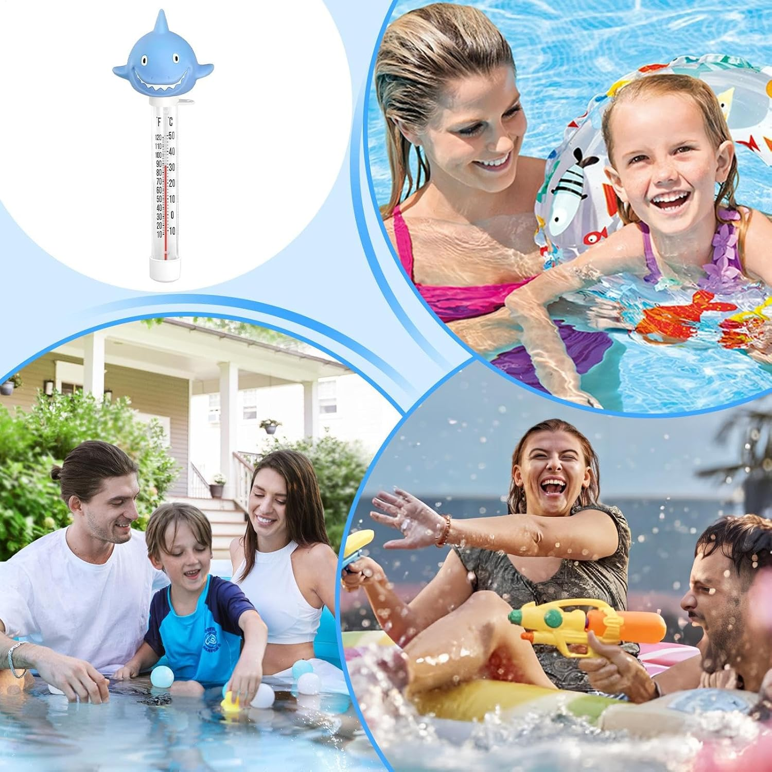 Pool Temperature Gauge &ndash; 9.06 Inch Thermometer | Floating Leakproof Feature &ndash; Shark Style Water Thermometer for Accurate Reading in Pools Spas Ponds Aquariums | PP Device &ndash; Indoor Outdoor Use image number 3