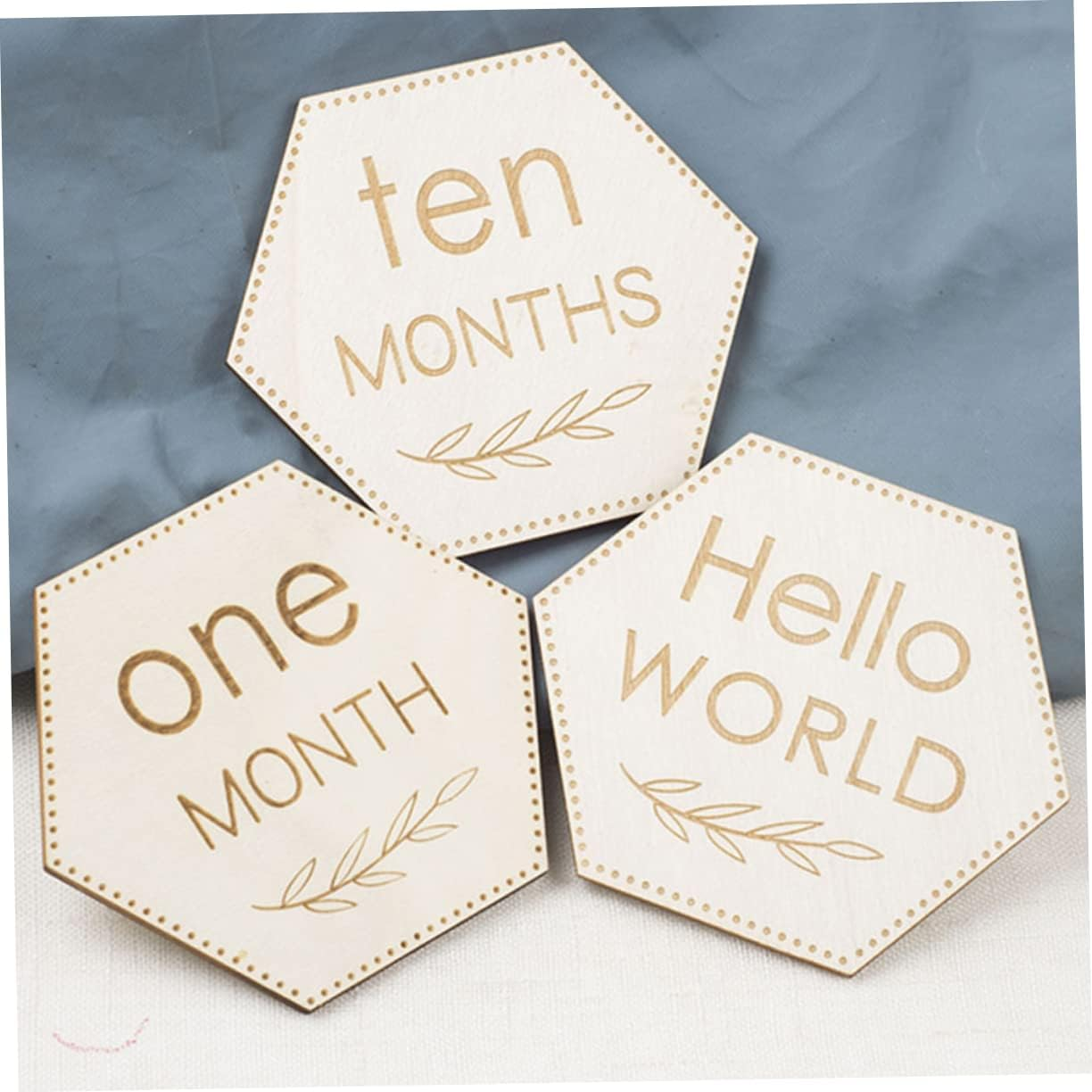 ERINGOGO 12Pcs Wooden Monthly Milestone Cards Newborn Milestone Blocks Discs Shower image number 5