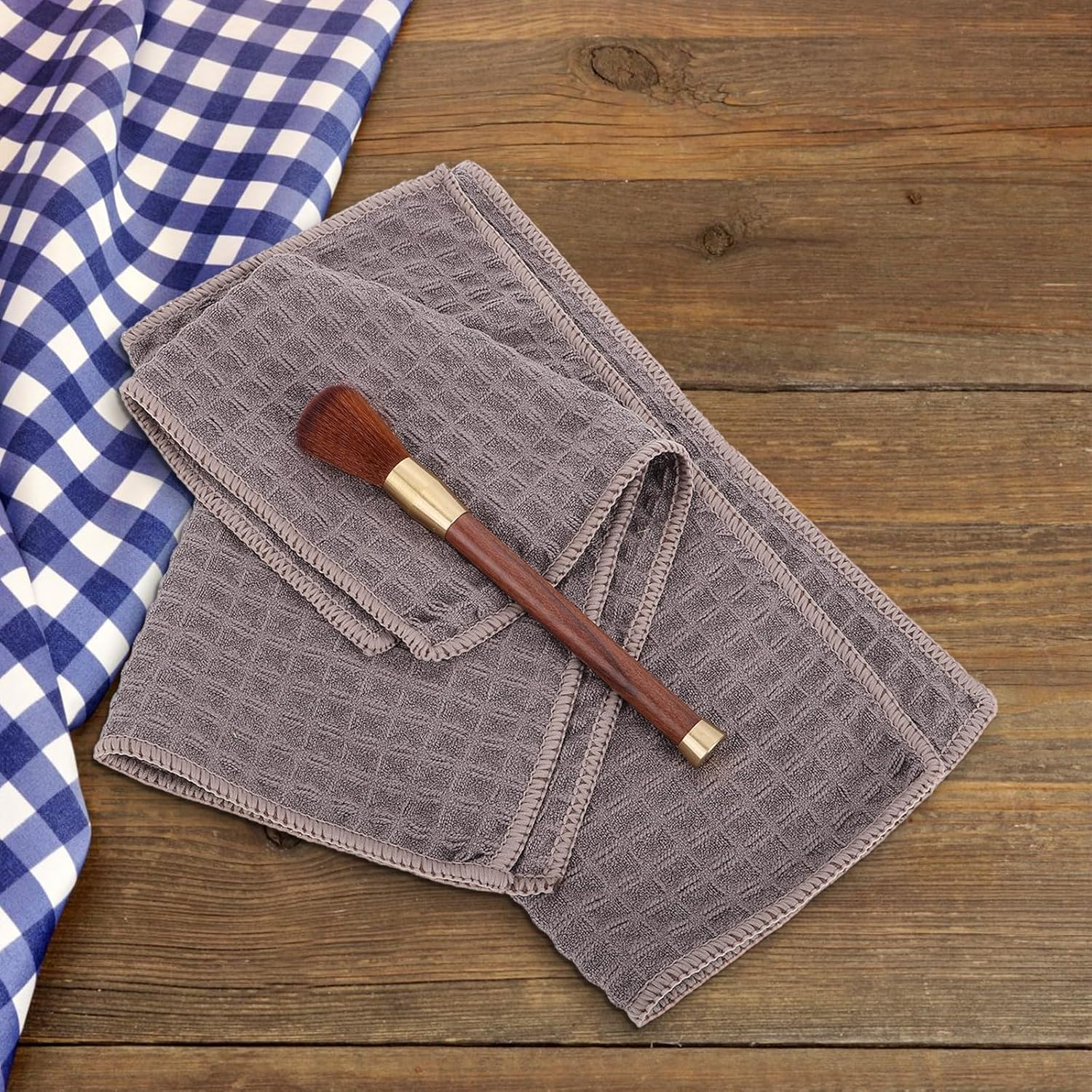 Ipetboom Espresso Machine Cleaning Brush Kit with 2 Multipurpose 30X30Cm Coffee Cleaning Cloths and Rosewood Handle for Coffee Grinder and Espresso Maker Accessories image number 5