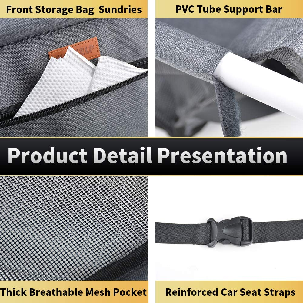 SWIHELP Dog Car Seat Puppy Portable Pet Booster Car Seat with Clip-On Safety Leash and PVC Fram, Anti-Collapse,Perfect for Small Pets - Black image number 2