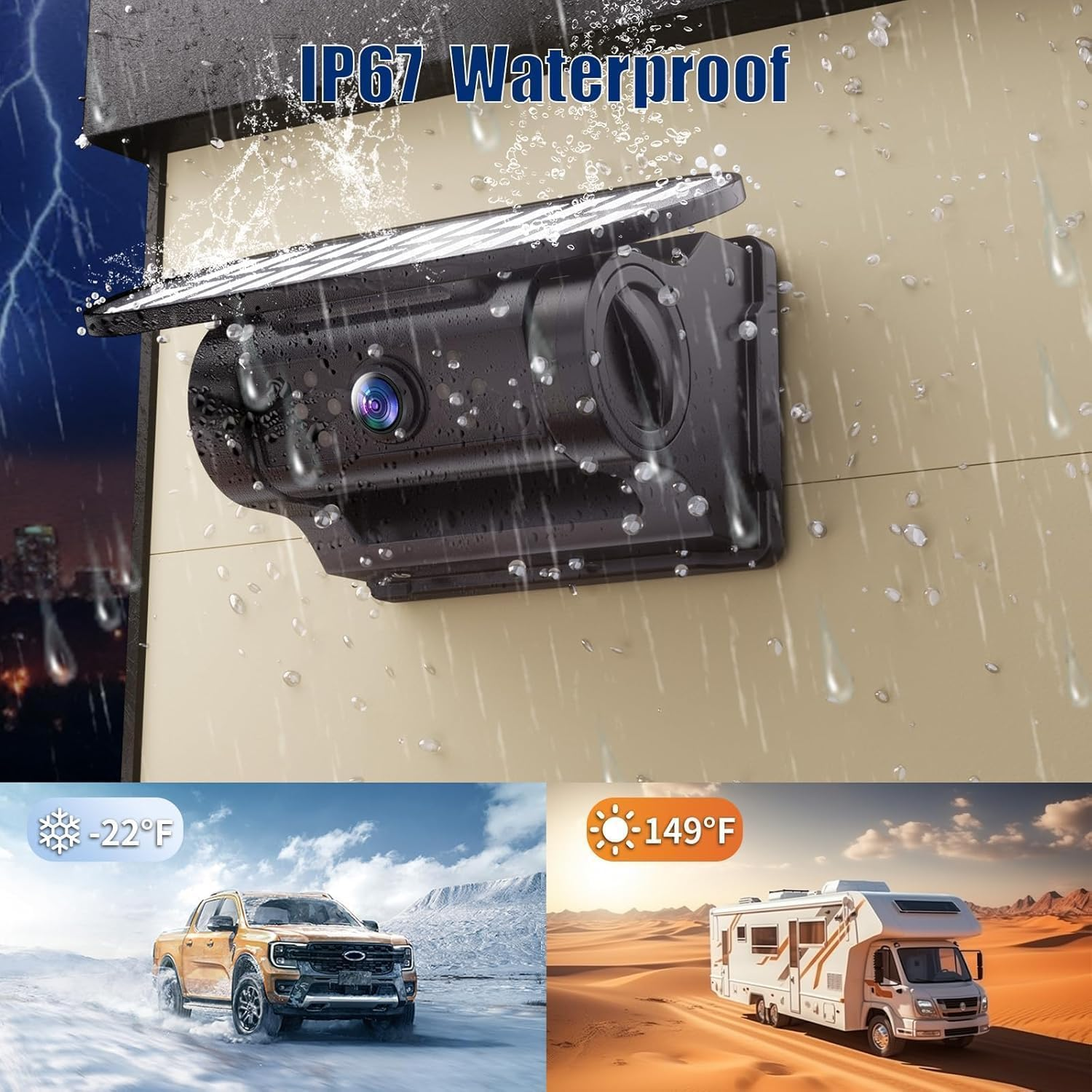 7JI Wifi Magnetic Solar Wireless Backup Camera, Rechargeable 1080P Rear View Camera for Truck RV Trailer Car, DVR Recording Night Vision, IP68 Waterproof, Easy Installation image number 5