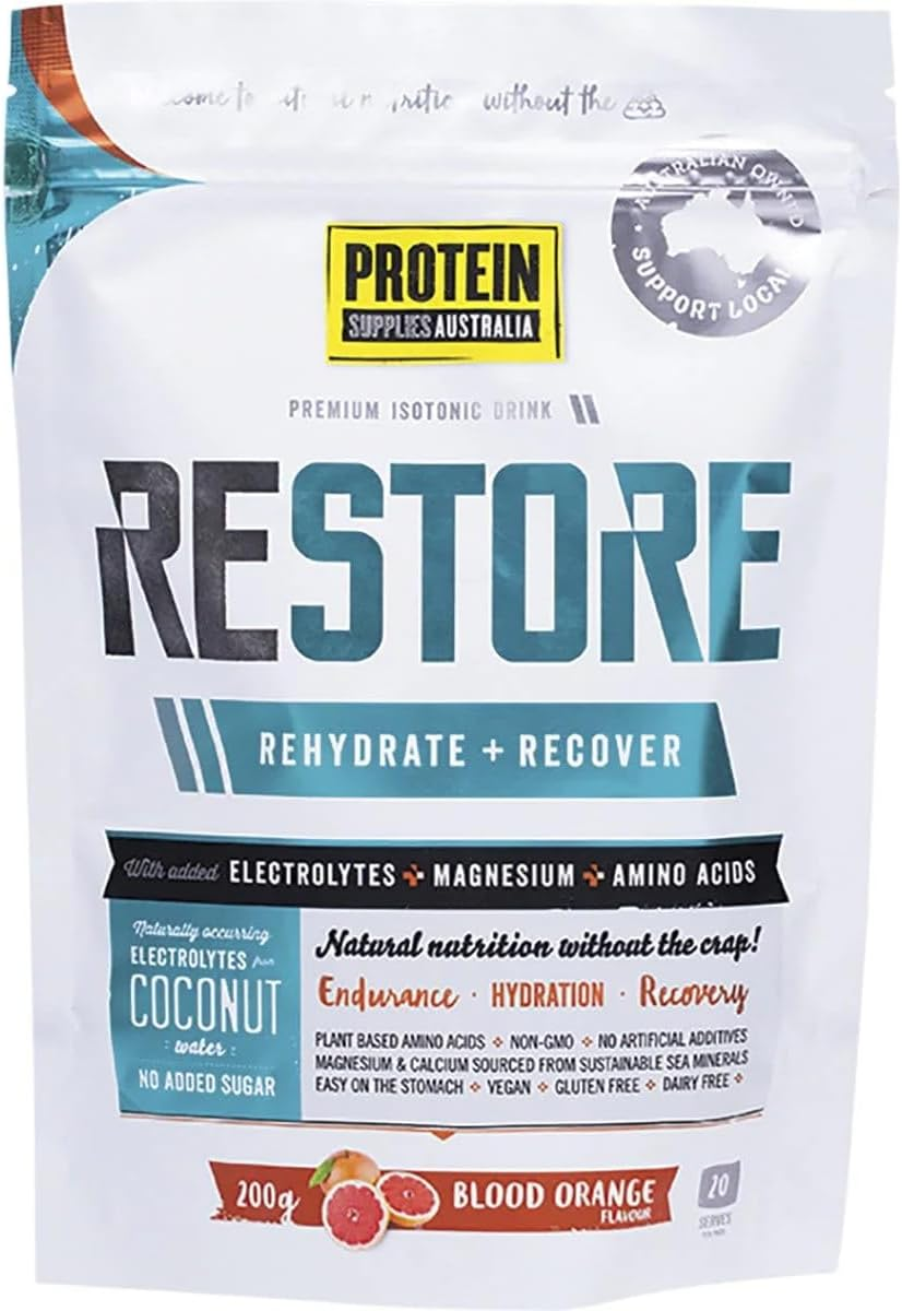 Protein Supplies Australia Restore Hydration Recovery Powder, Blood Orange 200 G, Blood Orange, 200 G