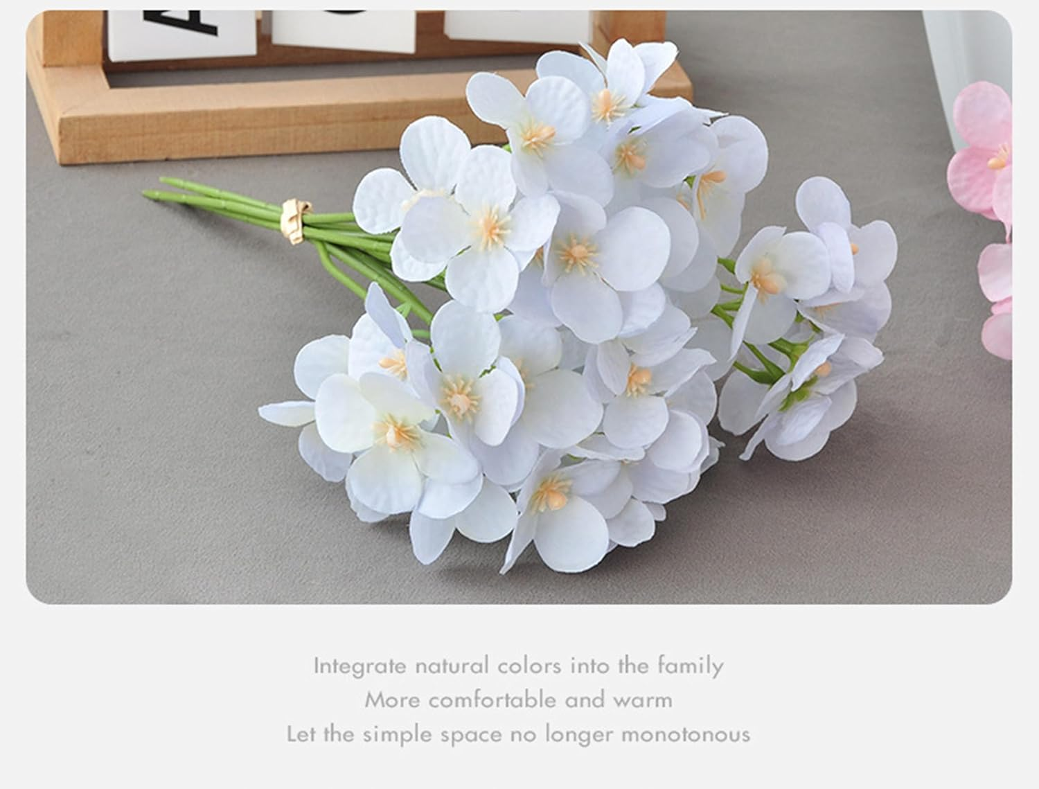 AU023-4 Artificial Hydrangea Flower 1 PCS Blue Bouquet,Ideal for Shooting Props Wedding Decoration Home Furnishings,26Cm(10.2") - Purple image number 3