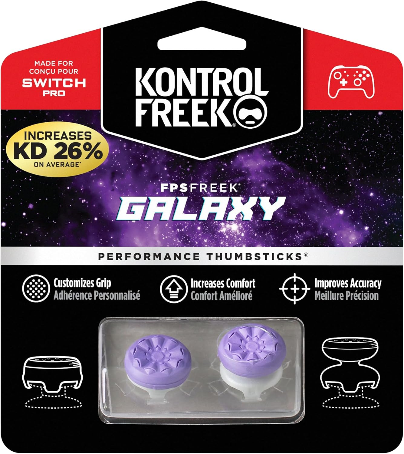 Kontrol Freek FPS Freek Galaxy Analog Performance Thumbsticks for Playstation 4/5 Game, Purple
