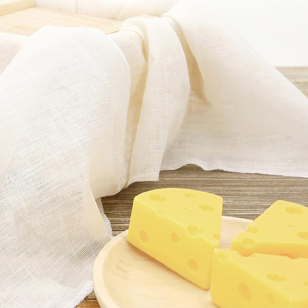 3 Pcs Cheesecloth-Grade 90,Cheese Cloth for Straining,20X20Inch Hemmed Unbleached Cheese Cloth Ultra Fine Cheesecloths for Cooking Baking Cheese Making Juicing,50X50Cm image number 4
