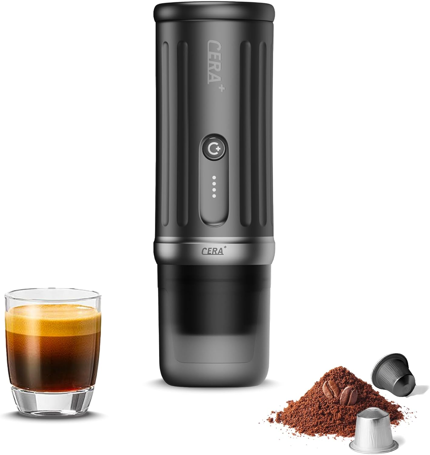 CERA+ Self-Heating Portable Espresso Machine,Up to 8 Cups per Charge & 20 Bar, 3*4500Mah, Cerapresso Works with NS Capsules & Grounds, Electric Coffee Maker for Camping,Hiking,Office,Car,Travel,Office image number 6