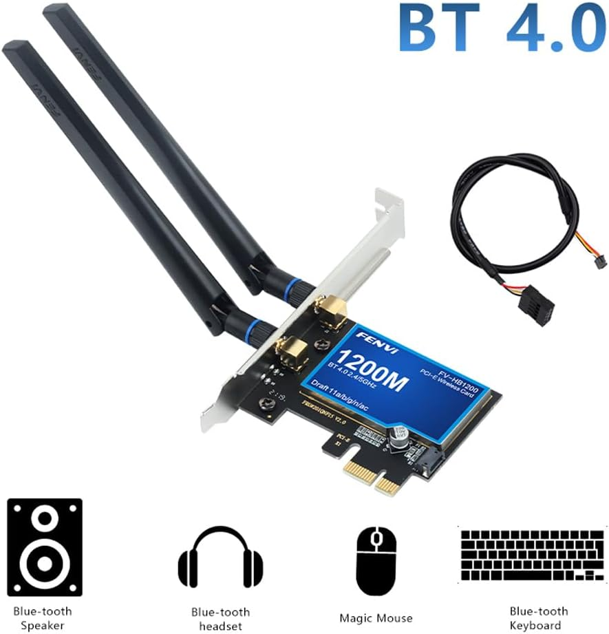 PCI-E Wifi Card BT4.0 for Macos Windows 7/8/10/11 802.11A/G/N/Ac PCI-E PCI Network Adapter Mac-Compatible Wi-Fi Airdrop Handoff Instant Hotspot Macos MIMO Mac OS X Natively Supported BCM4360 AC1200 image number 3