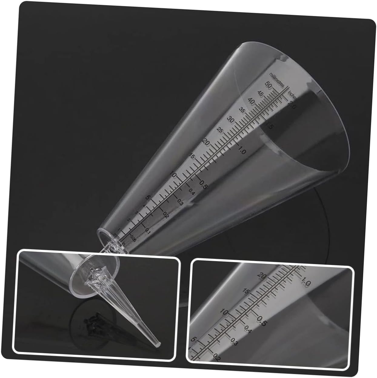 Garneck 3Pcs Transparent Cone-Shaped Rainfall Gauge with Clear Graduated Scale Plastic Outdoor Rain Gauge for Garden Lawn Farming Measurement image number 4