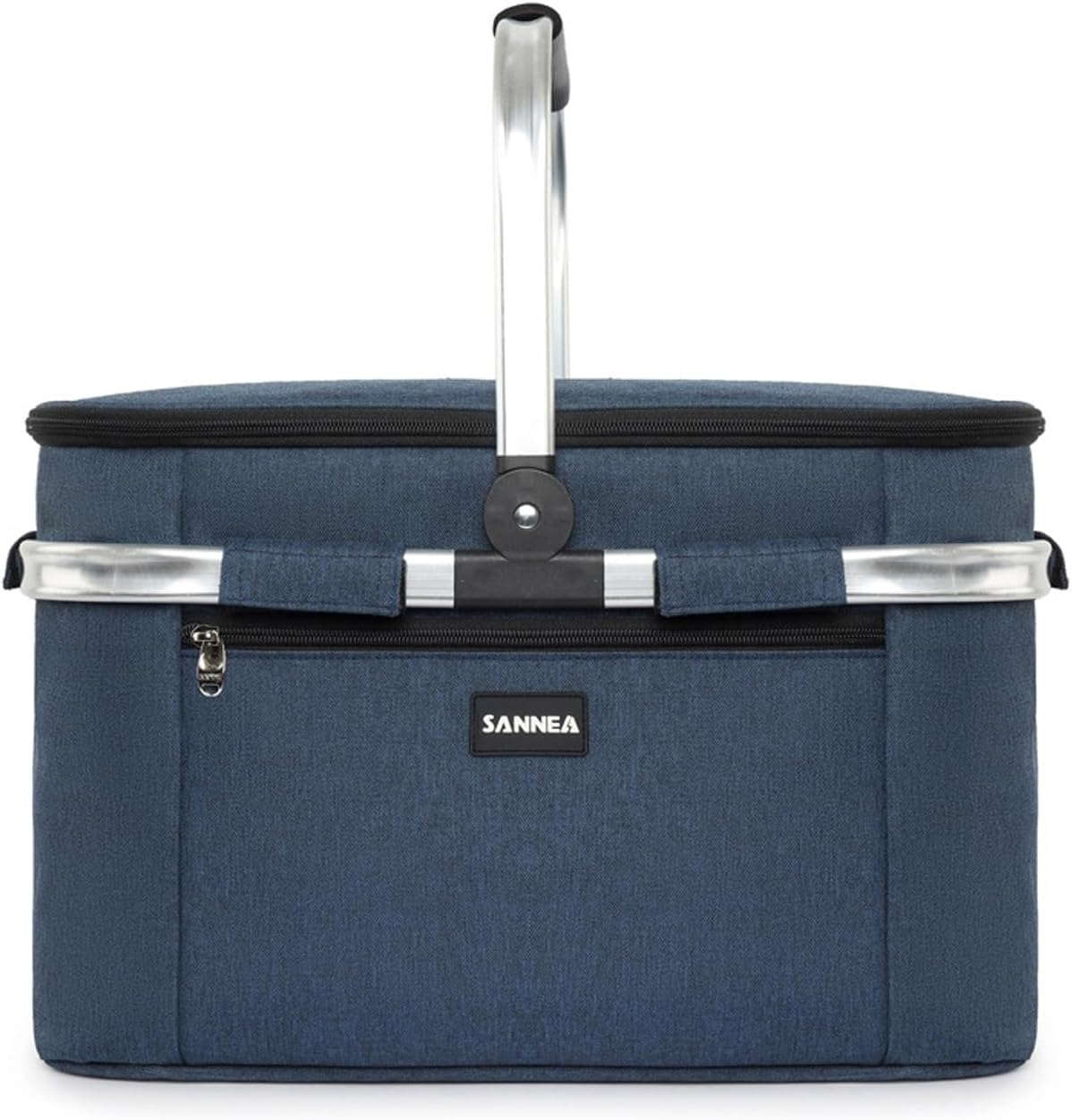 Large Insulated Picnic Basket, 29L Collapsible Cooler Tote with Handle and Lid, Reuasble Leakproof Thermal Shopping Travel Bag for Outdoor, BBQ, Camping, Delivery (Navy Blue) - Grey image number 6