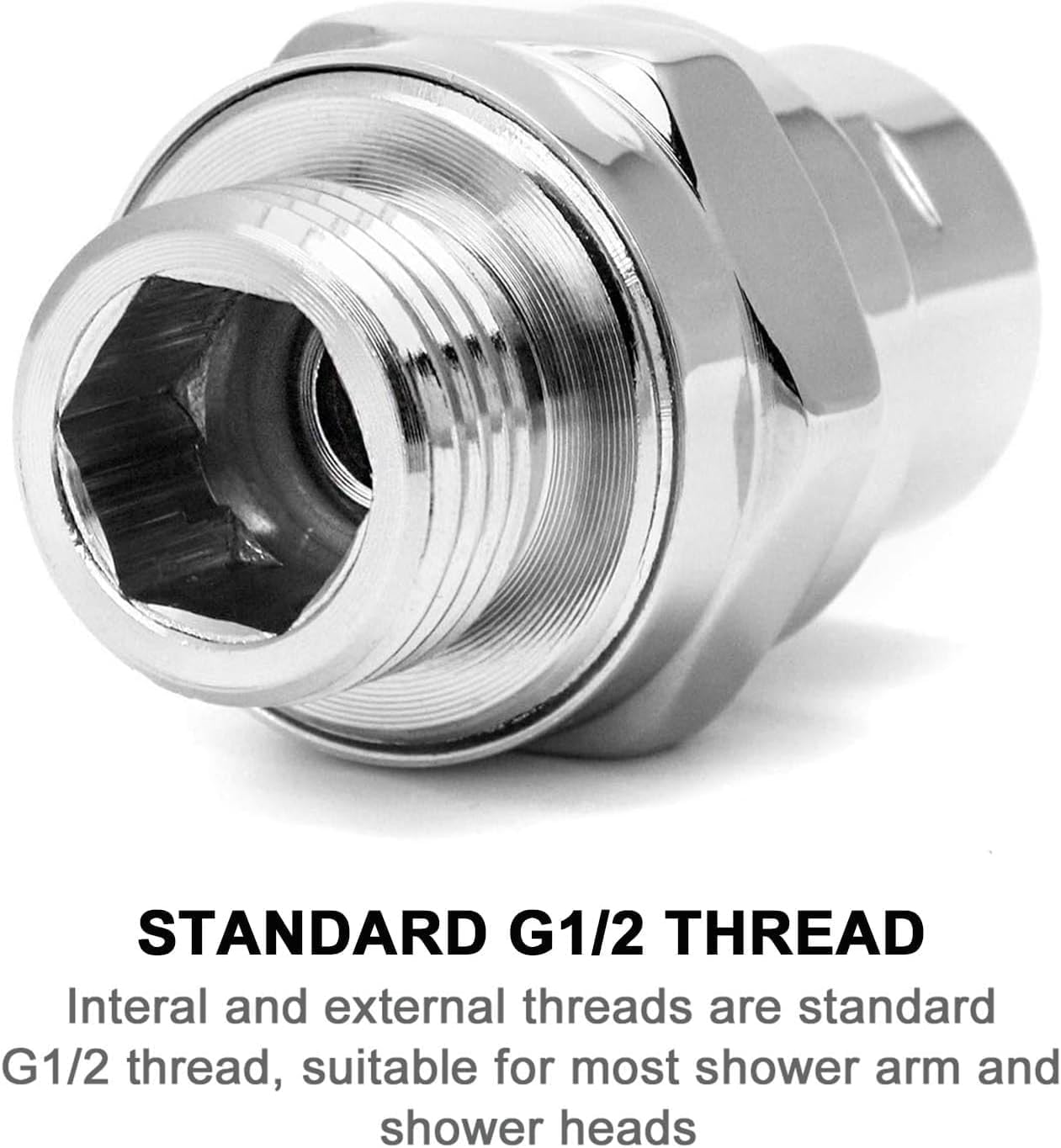 Bestgle Shower Connector G1/2 Top Shower Swivel Ball Joint Adapter Adjustable Copper Shower Head Holder Universal Shower Arm Extension Component, Silver image number 6