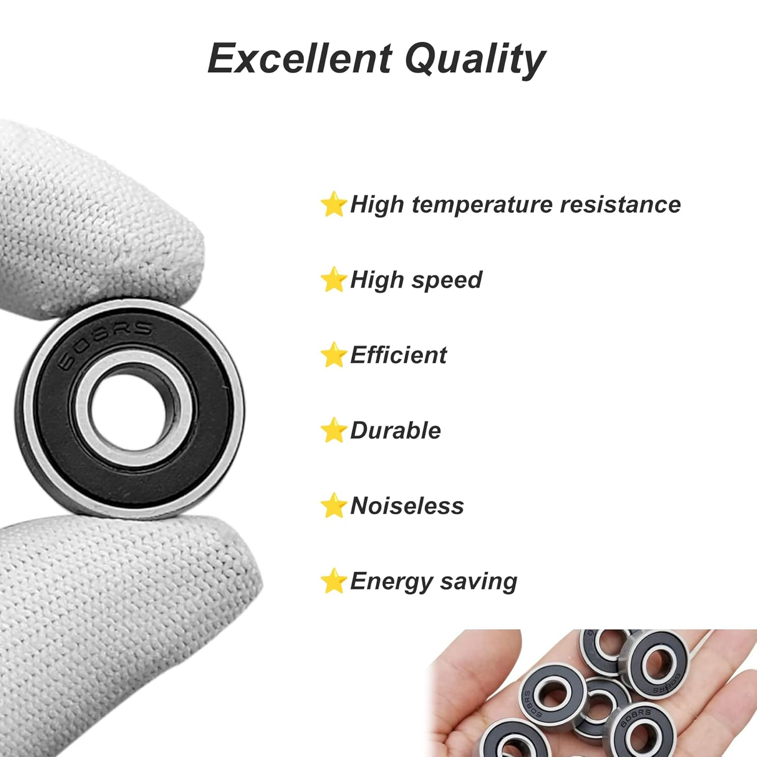 Ball Bearings 20 Pcs 608 2RS Bearing Steel and Double Rubber Sealed Miniature Deep Groove Ball Bearings for Furniture Wheel,Skateboards, Inline Skates, Scooters, Roller Blade Skates (8 X 22 X 7Mm) image number 5