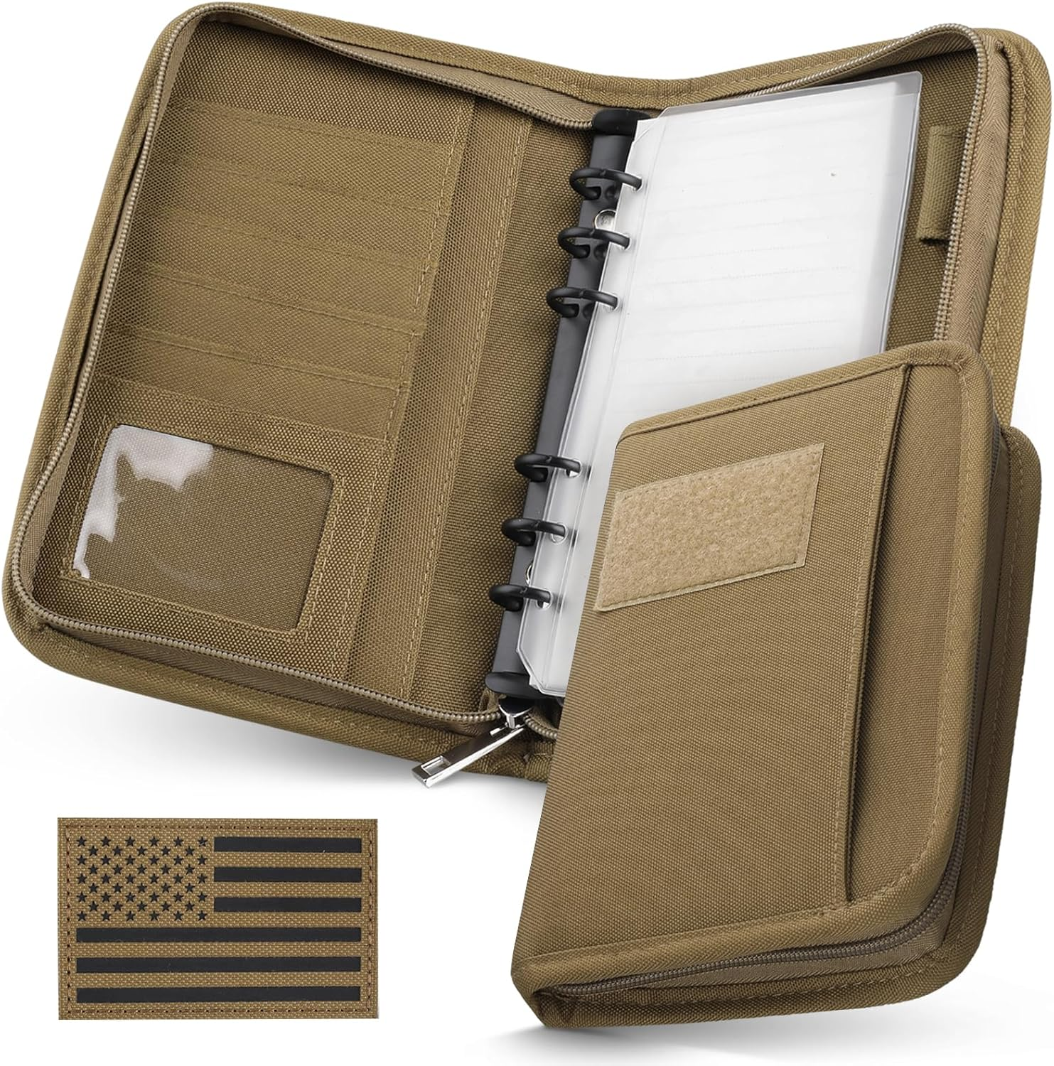 WYNEX Tactical Notebook Padfolio Ring Binder - Refillable 6-Ring A5 Binder, Zip Hardcover Notebook with 80 Pages, Water-Resistant Notebook Cover for Planners, Field, Business