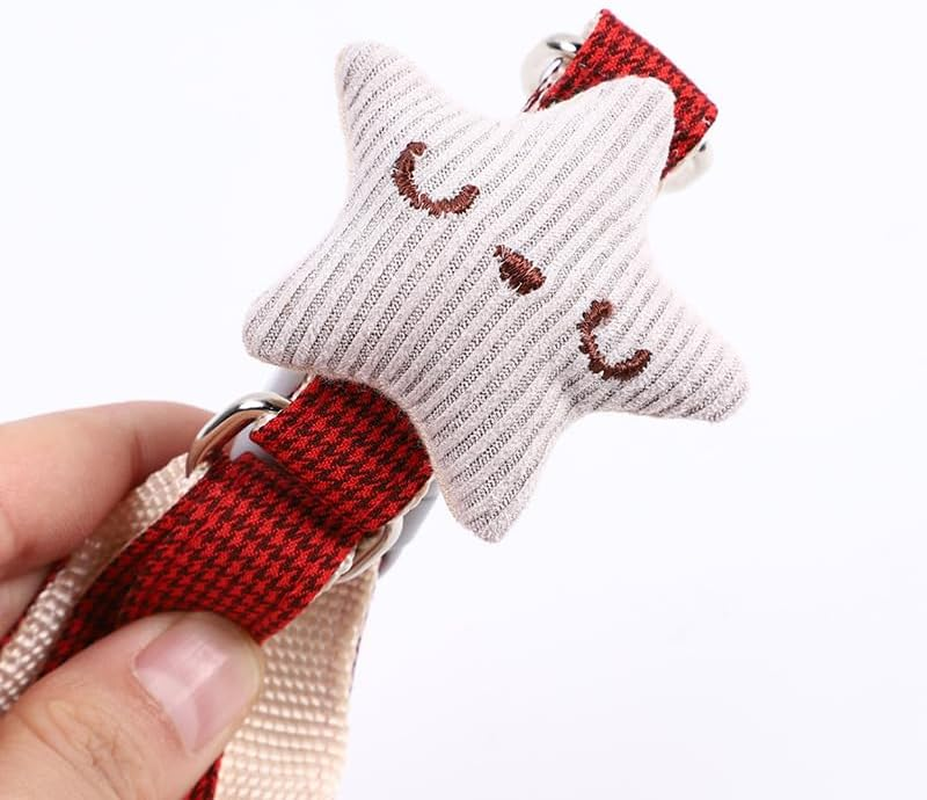 A Set of Puppy Harness and Leash the Adjustable Soft Suede Harness Is Decorated with Five-Pointed Stars It Is Suitable for Puppies, Small Dogs and Medium-Sized Dogs. (One Size Fits All) image number 5