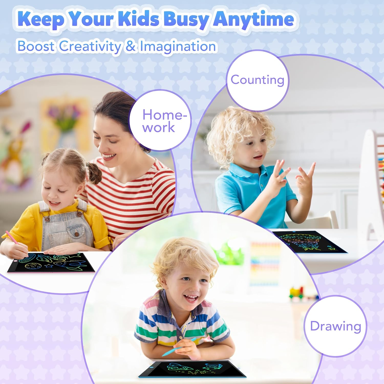 14 Inch LCD Writing Tablet for Kids, Toys for Girl, Drawing Pad. Doodle Board with Erase, Lock Function & Colorful Screen. Digital Notepad for Toddlers. Learning Girls Gifts for 3 + Year Old - Pink image number 6