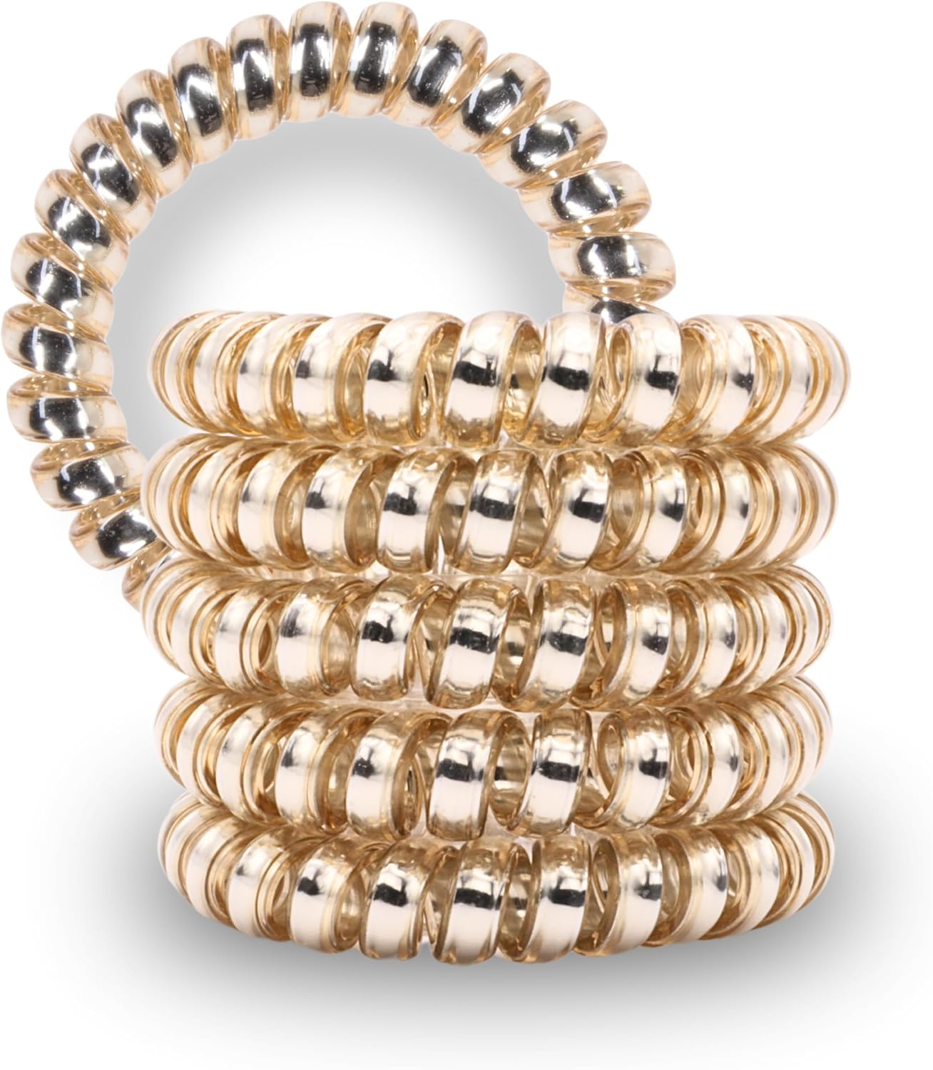 Specora Spiral Hair Scrunchie 4 Colours Mix Pack of 4 &ndash; 5 Cm &ndash; Telephone Cable Scrunchie &ndash; No Pulling & Tangling &ndash; Elastic, No Marks, Gentle on Hair