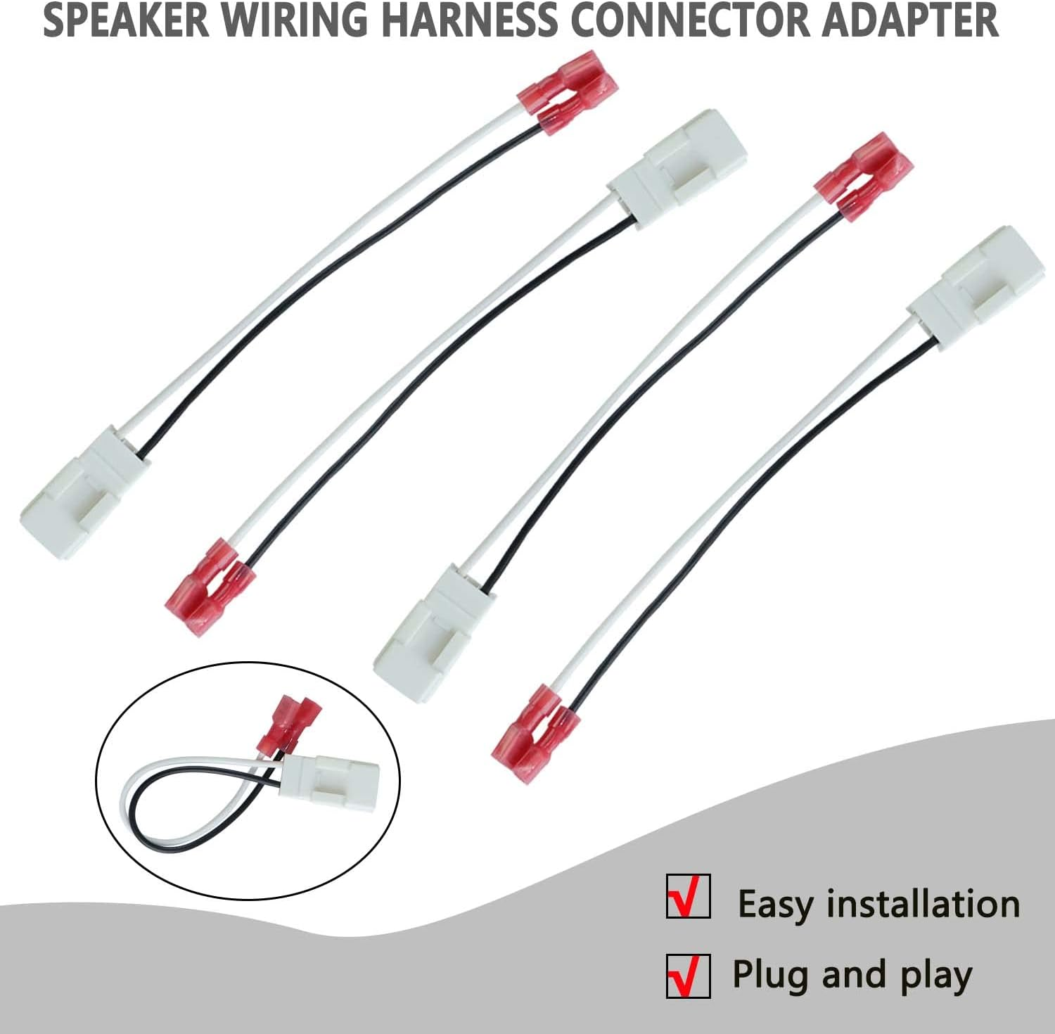 4 Pack Speaker Harness for Jeep Dodge Chrysler Models Front Rear Door Speaker Wiring Harness Adapter 72-6514 - Door Speaker Replacement image number 6