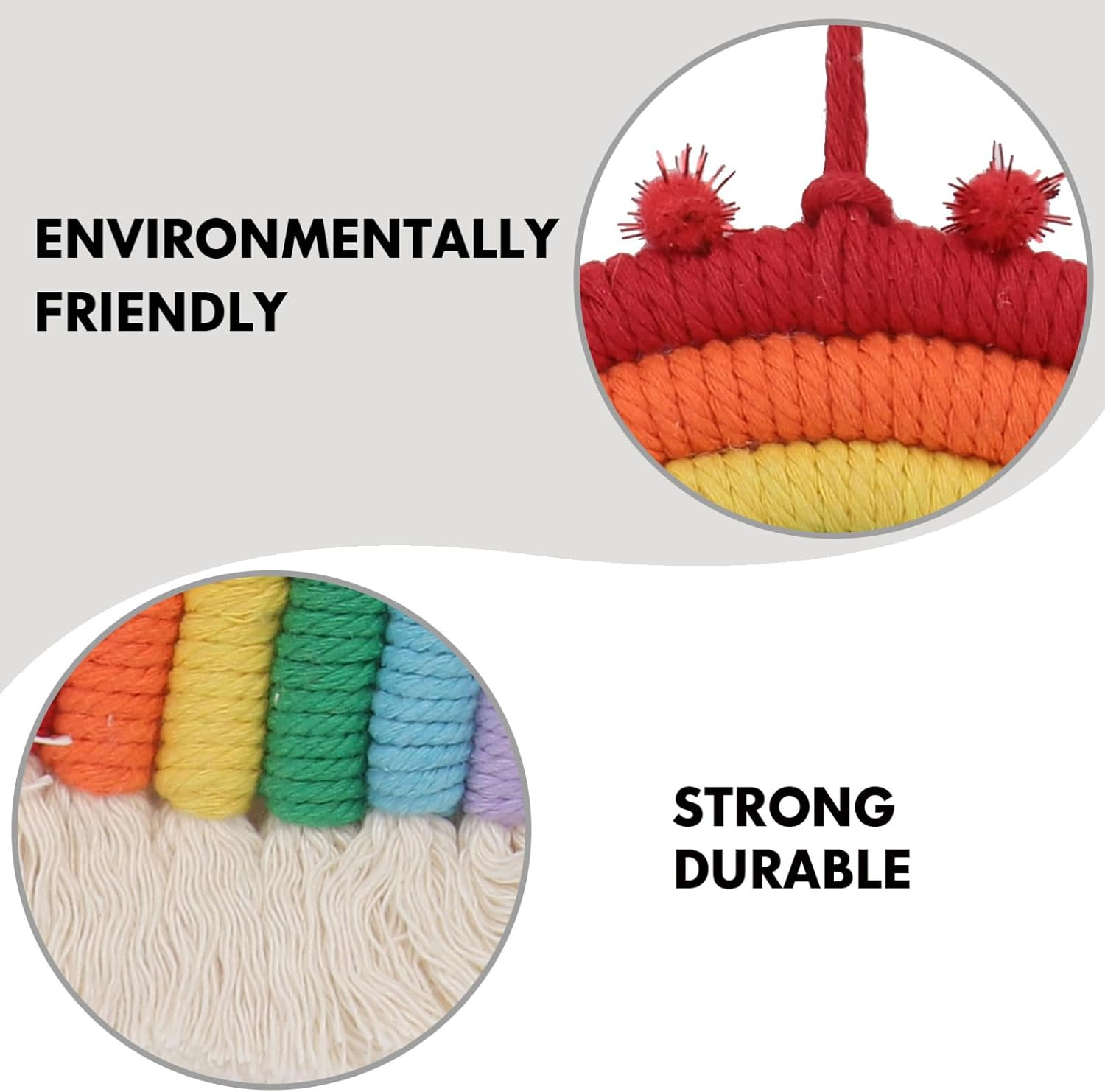 Handmade Rainbow Tassel Pendant Red Ball Rainbow Hanging Home Decor Woven Wall Tapestry Hanging Decoration for Living Room image number 3