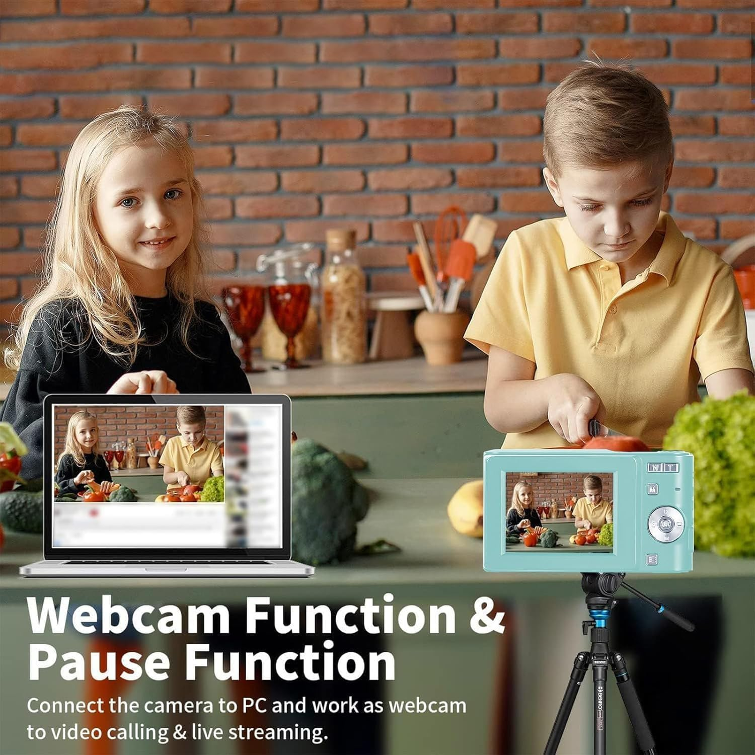 Digital Camera, Upgrade 50MP Full High Definition 1080P Camera with 16X Zoom anti Shake, Compact Camera for Kid Student Children Teen Girl Boy, Kids Camera with 32GB SD Card (Green) image number 4