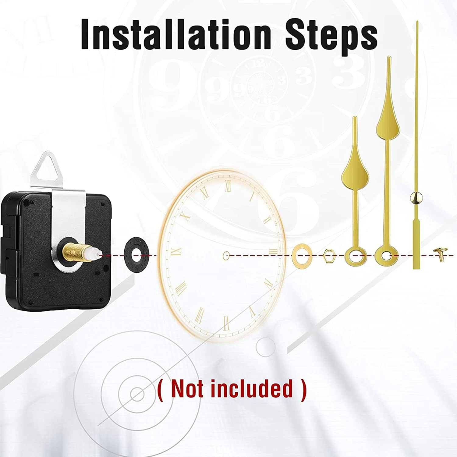 2Pcs Non-Ticking Quartz DIY Wall Clock Movement Mechanism Kit with 5 Different of Repair Parts Replacement image number 5