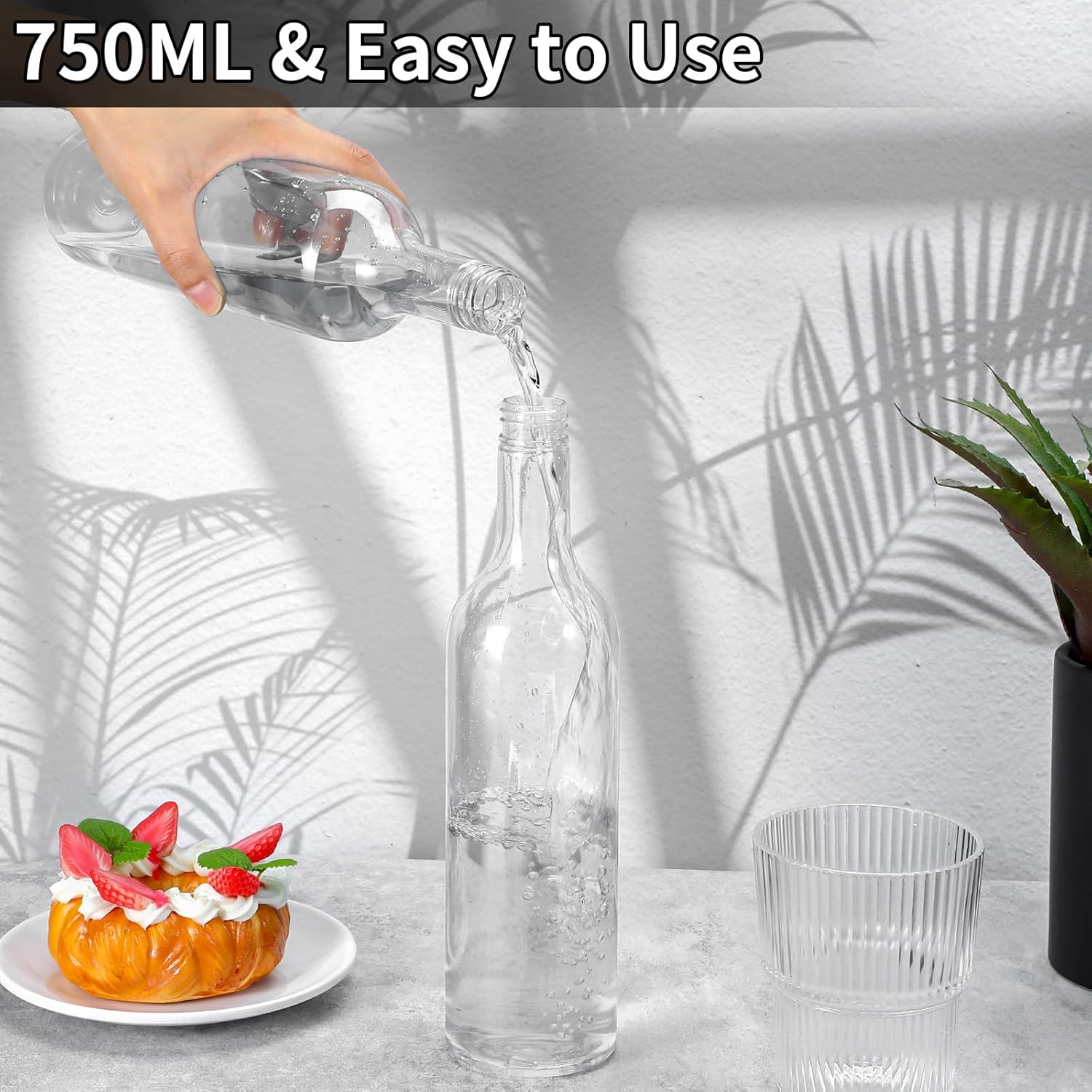 4 Pcs Coffee Syrup Dispenser, 750Ml Syrup Bottles, Syrup Dispenser for Coffee Bar with Large Leakproof Gold Pump, Coffee Syrup Gold Pump Bottles for Coffee Bar Accessories Essentials image number 1