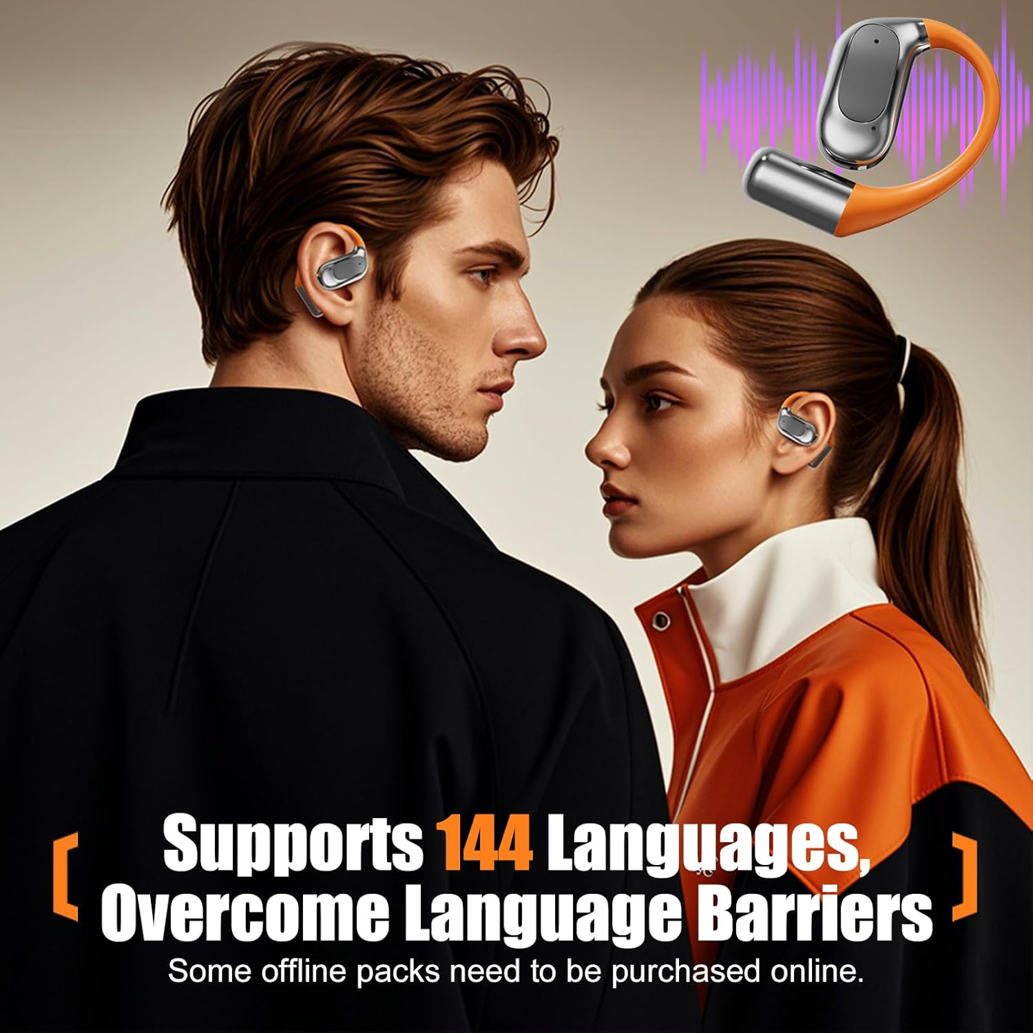7JI AI Language Bluetooth 5.4 Translation Earbuds, Real-Time Translatior Earbuds with 144 Languages Support Music and Calling, Translation Headphone Translating Device for Travel Business and Learning image number 5