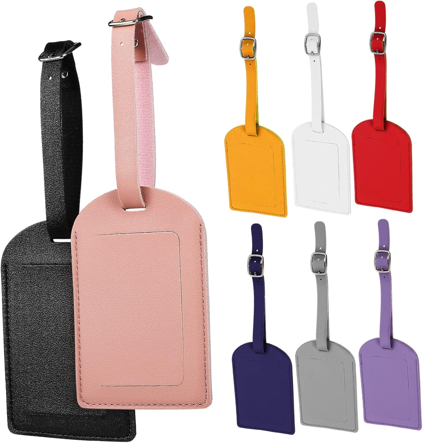 WRITWAA 8Pcs Thicken Leather Suitcase Luggage Tag Flipping Lid Design Travel Necessity For image number 1