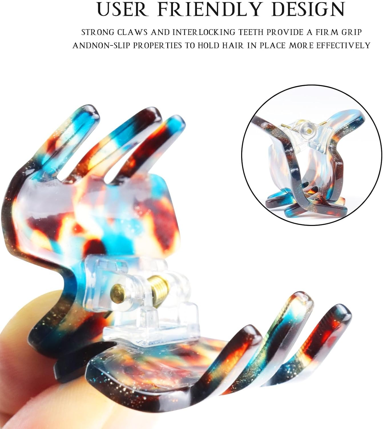 Kavya Pack of 6 Women'S Hair Clips, Small Square for Thin Hair, Non-Slip Hair Clips, Tortoiseshell Acetate Leopard Hair Clips for Women and Girls - Set 1 image number 5