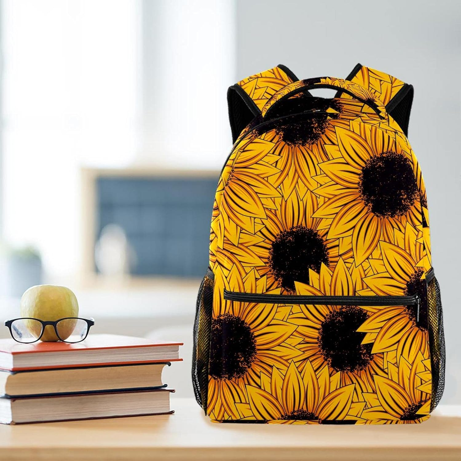 Sunflowers Pattern Backpack Students Shoulder Bags Travel Bag College School Tote Backpacks image number 5
