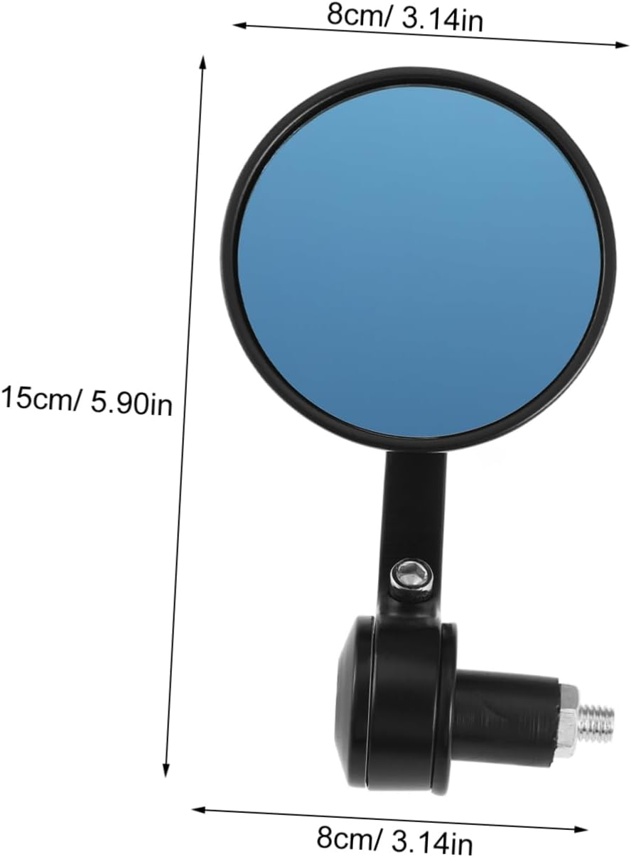 Round Motorcycle Handlebar Bar End Mirrors Blue Lens Rear View Reflectors Compatible Motorbikes for Road Safety and Blind Spot Reduction image number 2
