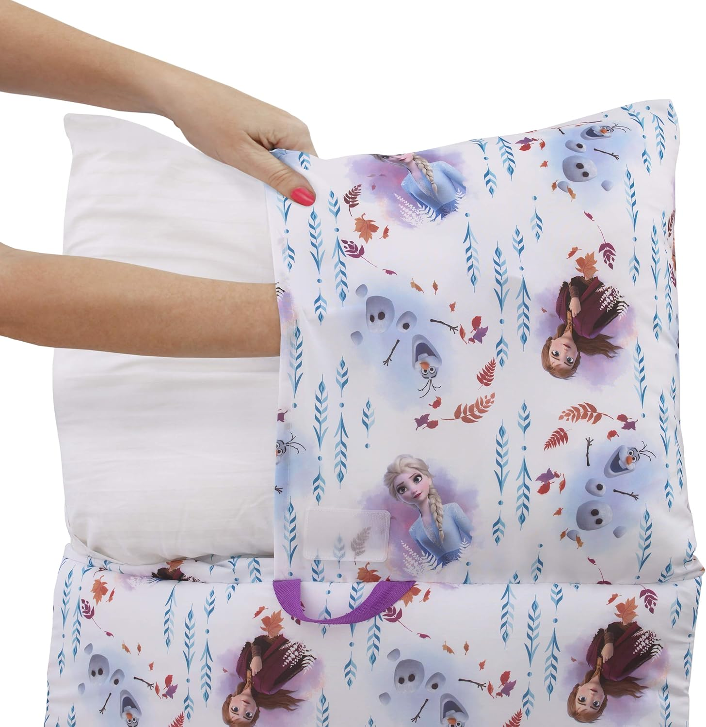 Disney Frozen 2 - Light Blue, Lavender & White All Deluxe Easy Fold Nap Mat, Light Blue, Lavender, White, Purple, 62X26 Inch (Pack of 1) image number 2