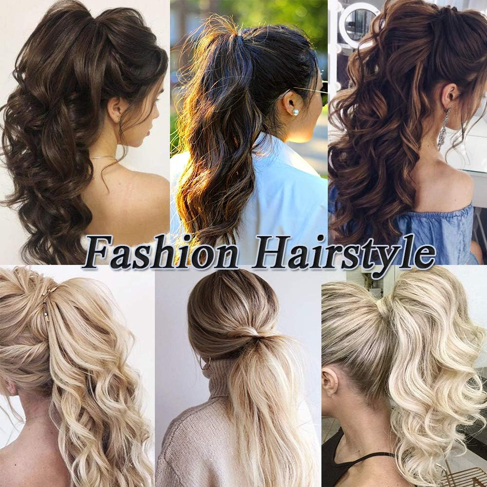 Cybelleza Clip-In Ponytail Extensions Braid Hairpiece Claw Ponytail Hair Extensions like Real Hair Wavy Curly Synthetic Hair Long Hair Heat Resistant Dark Brown image number 5