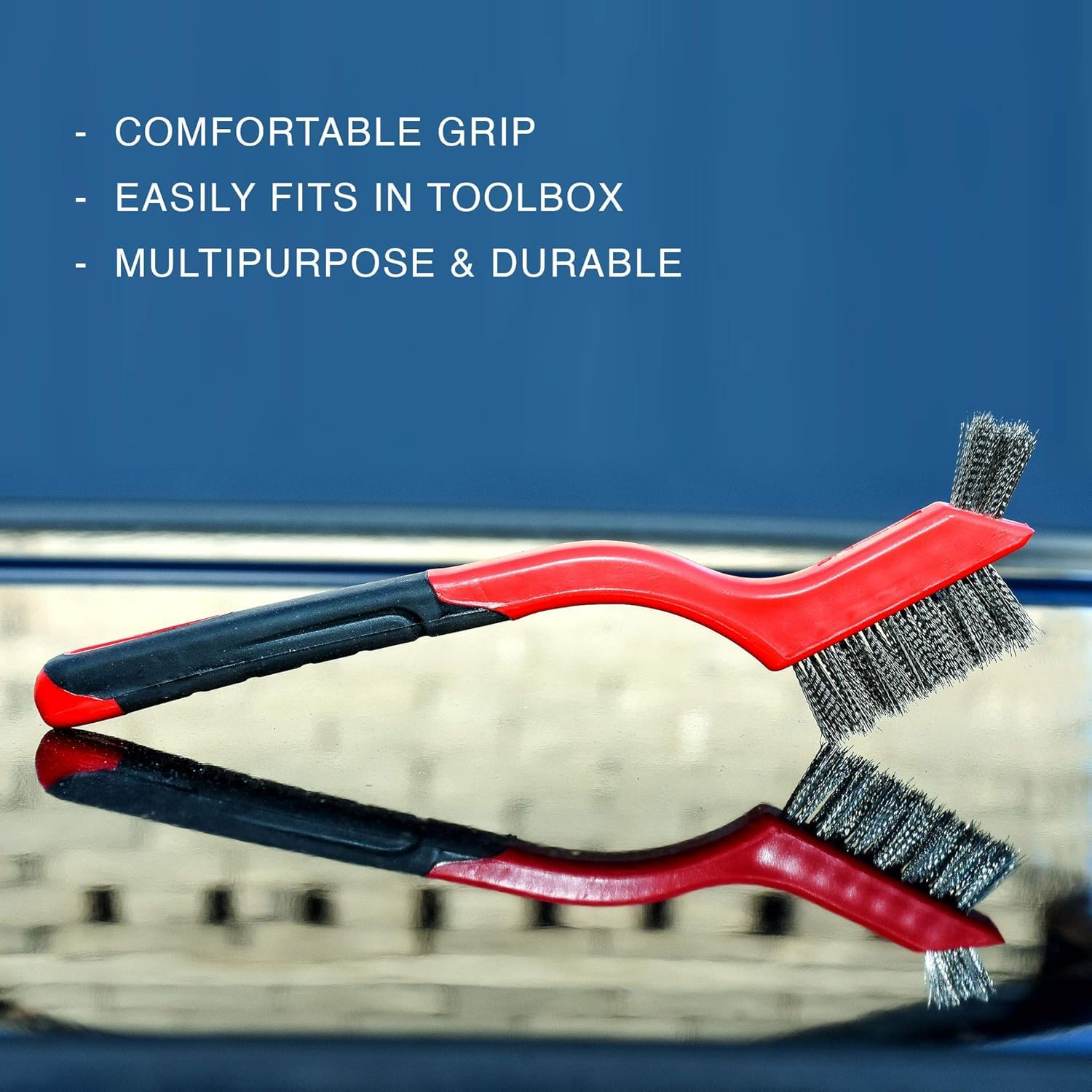 Wire Brush Set for Deep Cleaning &ndash; 3Pcs Nylon, Brass & Stainless Steel Bristles, Multi-Purpose Cleaning Brush and Crevice Cleaning Brush for Rust, Dirt & Paint Scrubbing- Ermaoo image number 3