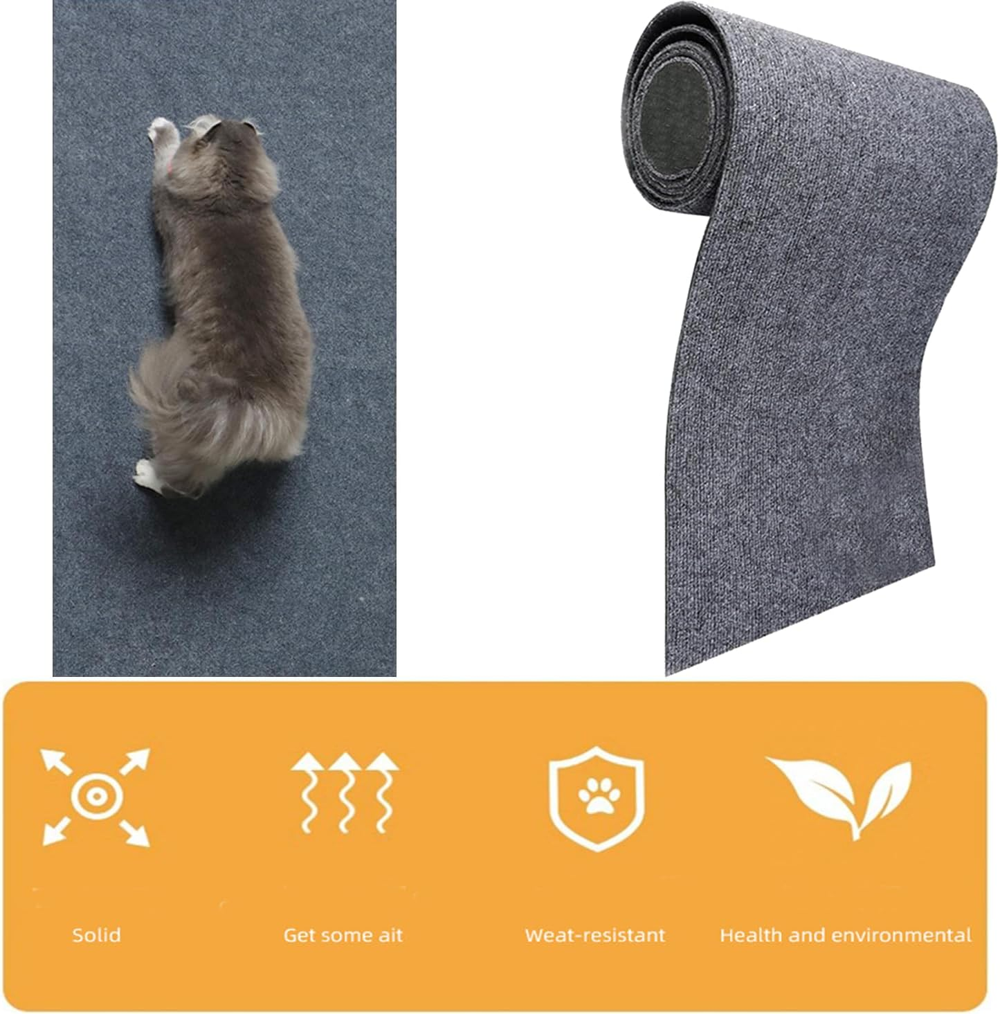 Cat Scratching Mat, Cat Wall, Cat Scratching Mats, Self-Adhesive, Scratching Mat, for Sofa, Furniture Door, Scratch Protection, Cat Scratching Posts, Scratching Towers, Scratcher Mat, Anti-Scratch image number 3