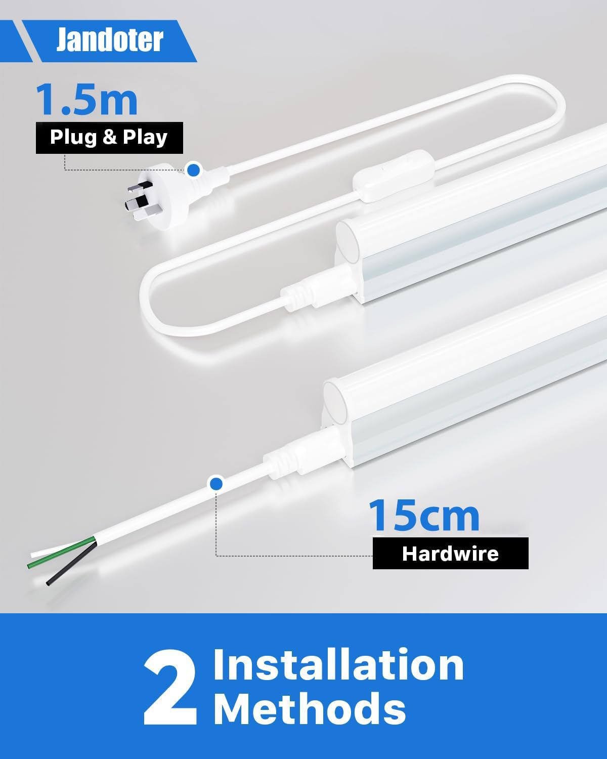 8 Packs T5 LED Shop Light, 2FT 6500K (Super Bright White) 1500LM 10W, Linkable with Plug, LED Light Bar for Workshop, Warehouse, Basement - Plug and Play