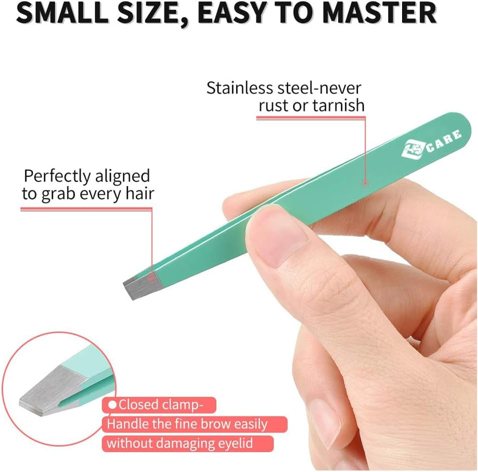 Beauty Eyebrow Tweezers Set Stainless Steel Slanted and Pointed Tip Hairs Tweezer Set Eyebrows Plucking Eyelash Extension Ingrown Hair Remover Tools 4Pcs Set image number 2