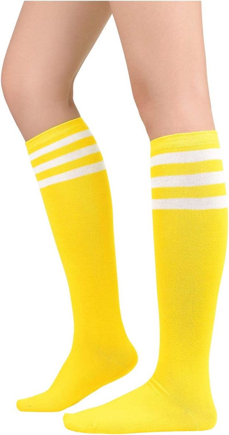 Womens Knee High Socks Casual Stripes Tube Socks Soft Strench Thigh High Athletic Socks for Women Outdoor Sport Socks image number 4