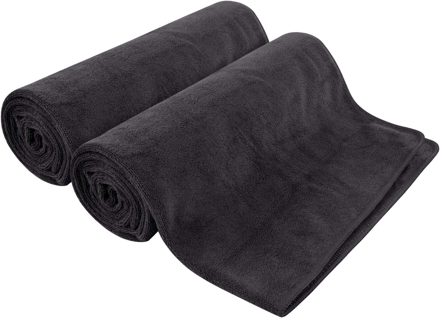 SUNLAND Microfiber Gym Bath Towel Ultra Soft Travel Camping Towel Super Absorbent Swimming Sport Towel with Carry Bag for Adults and Children 24Inchx48Inch Black 2 Pack