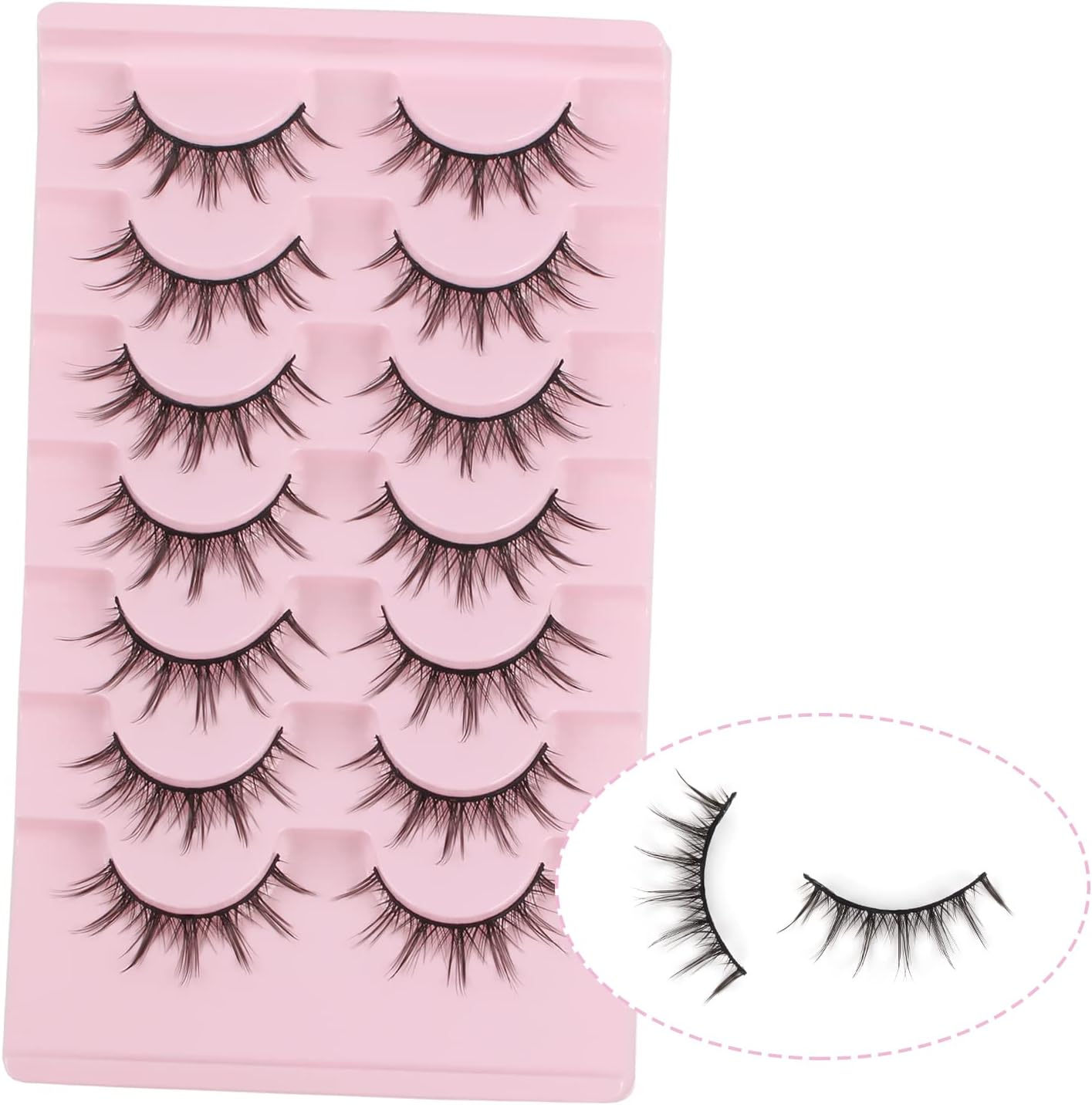 Oreola Manga Lashes - Natural Look Wispy Spiky Lashes, 7 Pairs Asian 3D False Eyelashes image number 2