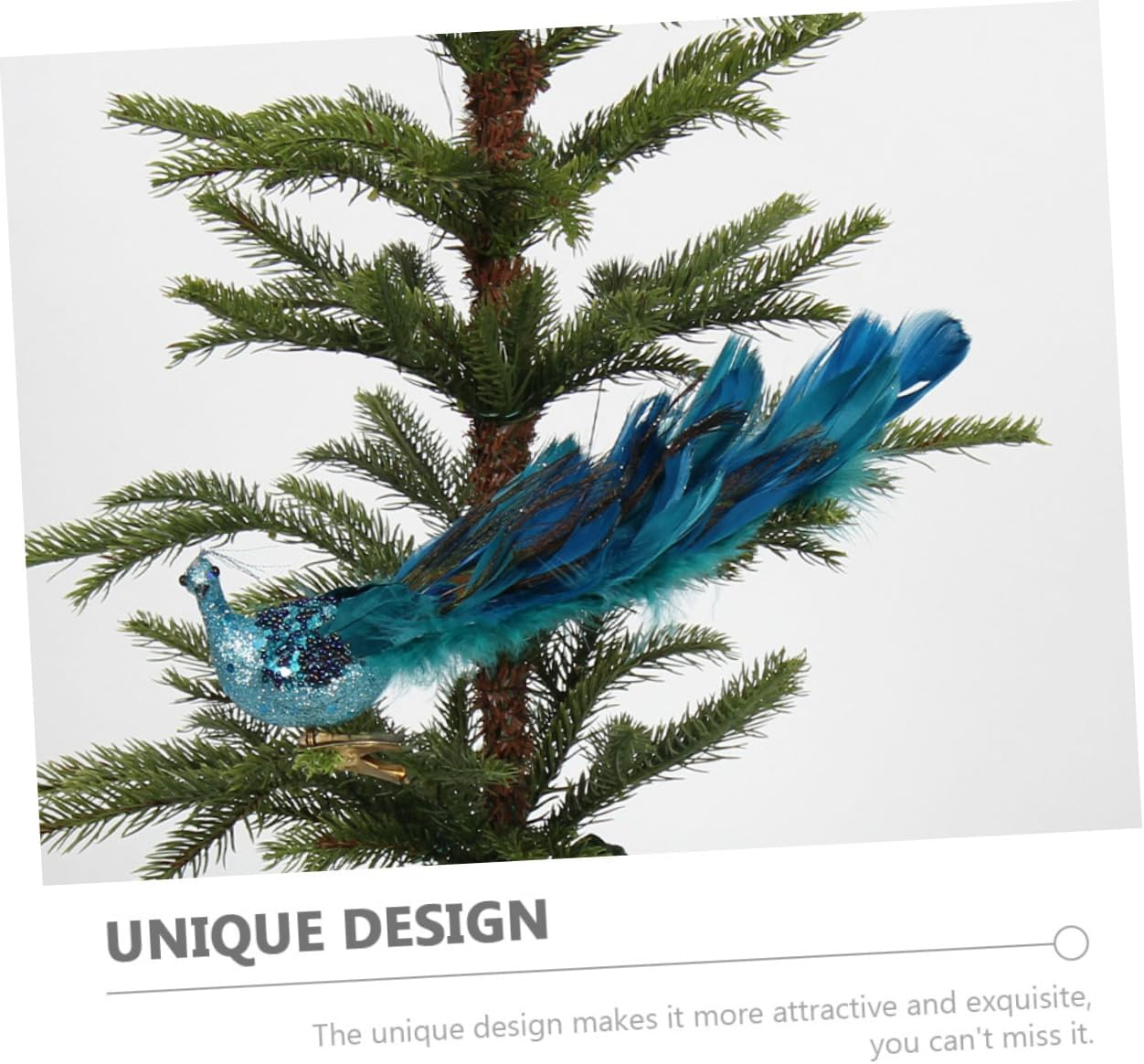 Miniature Peacock Plumage Decoration Artificial Peafowl Figurine for Christmas Tree Decorations and Bonsai image number 5
