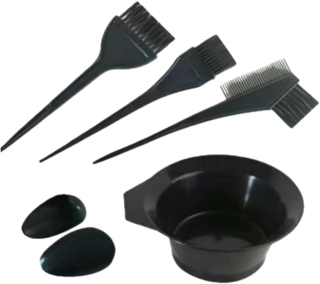 5-Piece Hair Dye Mixing Bowl and Brush Set, Hair Dye Applicator, Bowl and Brush DIY Hair Dyeing Tools for Salon and Home (Black) image number 3